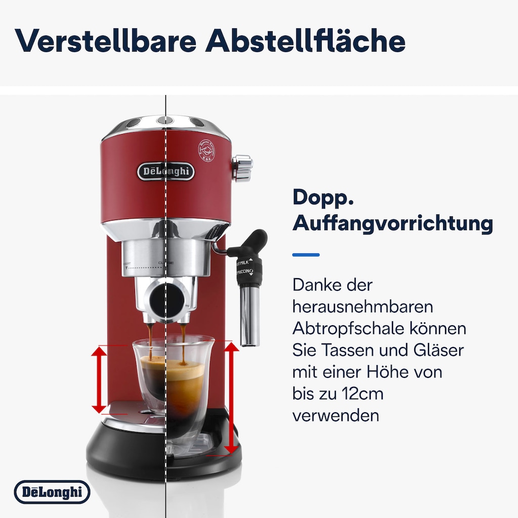 De'Longhi Siebträgermaschine »Dedica Style EC 685.R«, 1350 Watt, 15 Bar