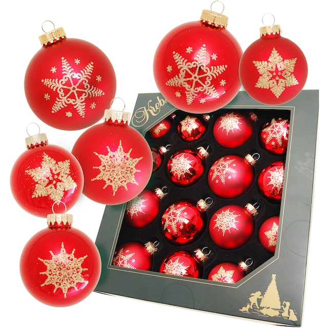 Krebs Glas Lauscha Weihnachtsbaumkugel »Schneeflocke rot«, (Set, 16 St.),  Weihnachtsdeko, Christbaumschmuck, Christbaumkugeln aus Glas bestellen |  BAUR