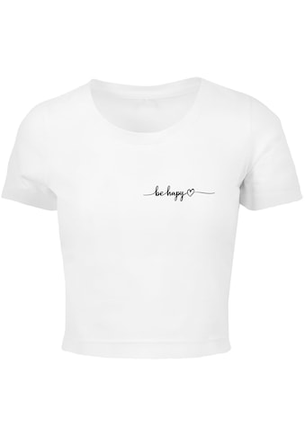 T-Shirt »Merchcode Damen Ladies Be Happy Cropped Tee«, (1 tlg.)