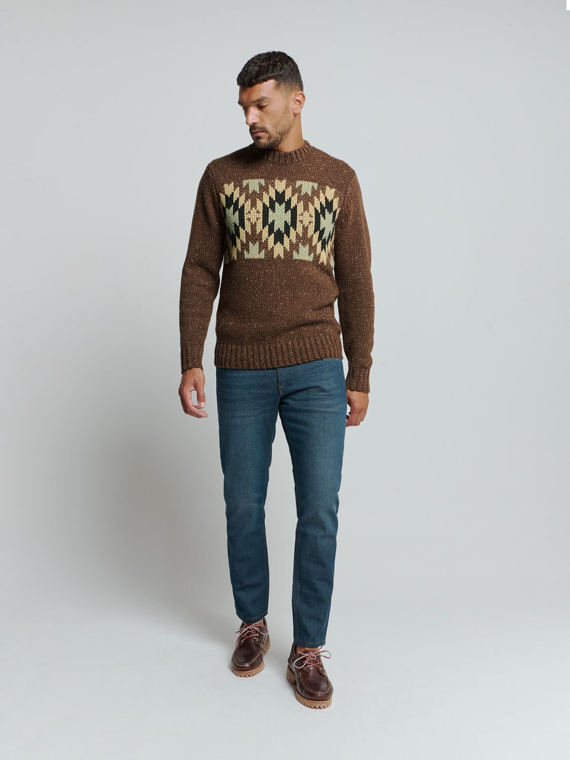 NO EXCESS Rundhalspullover »No Excess Jacquard-Pullover mit Seide«