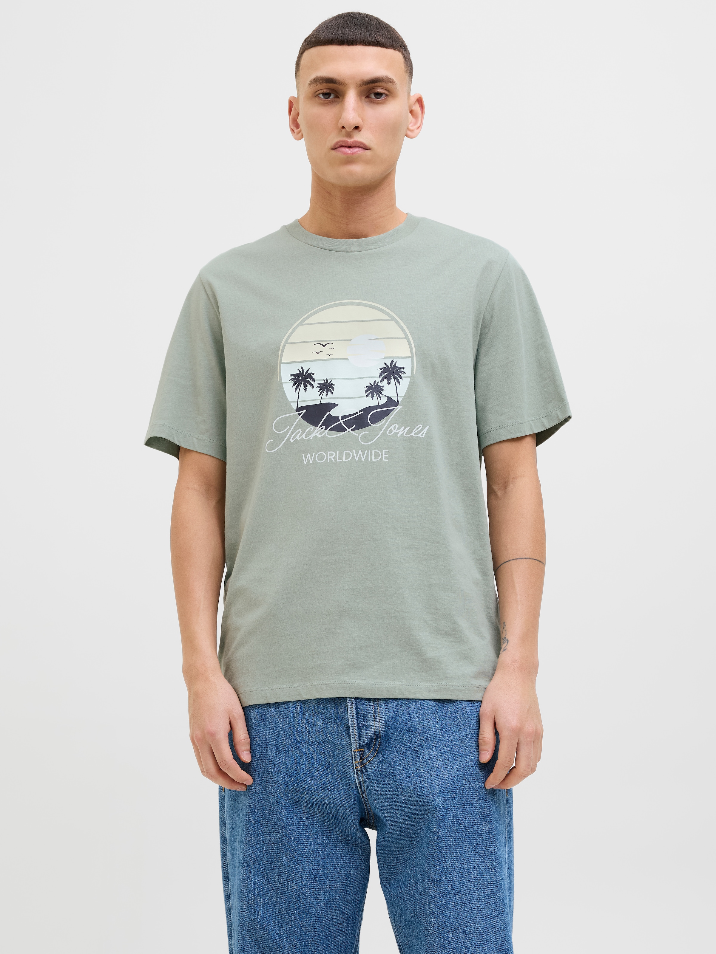 Jack & Jones Rundhalsshirt "JJPALM TEE SS CREW NECK LN" günstig online kaufen