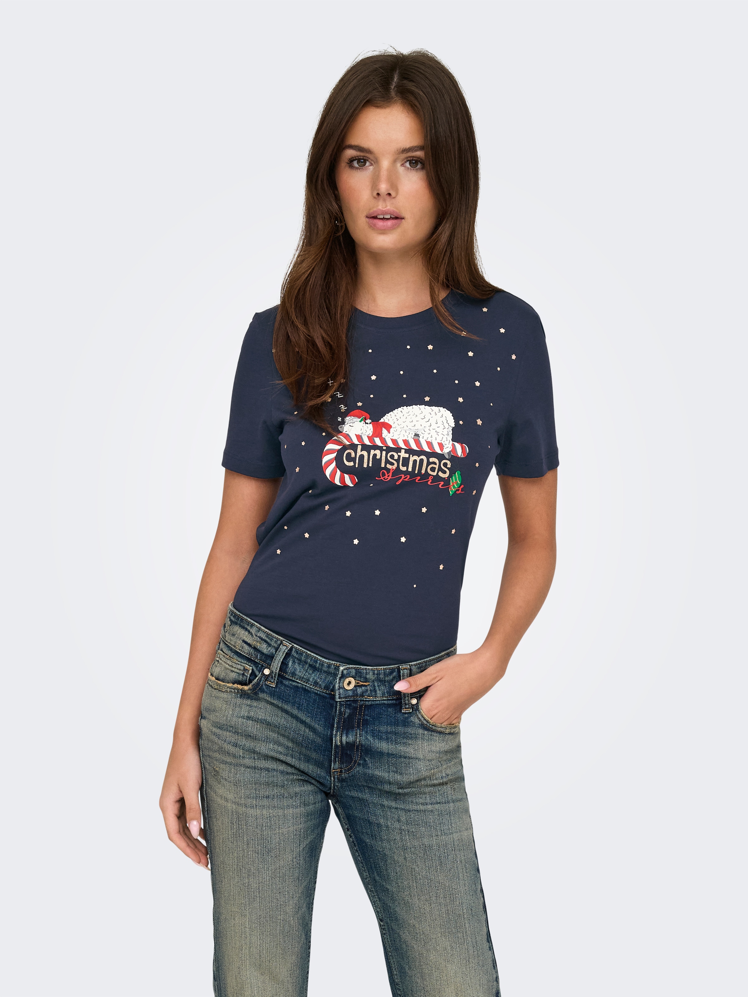 Rundhalsshirt »ONLXMAS YRSA CHRISTMAS REG S/S TOP JRS«, für Weihnachten