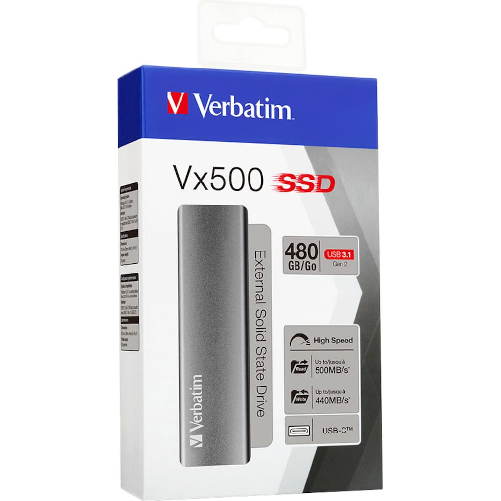 Verbatim externe SSD »Vx500«, Anschluss USB 3.1 Gen 2