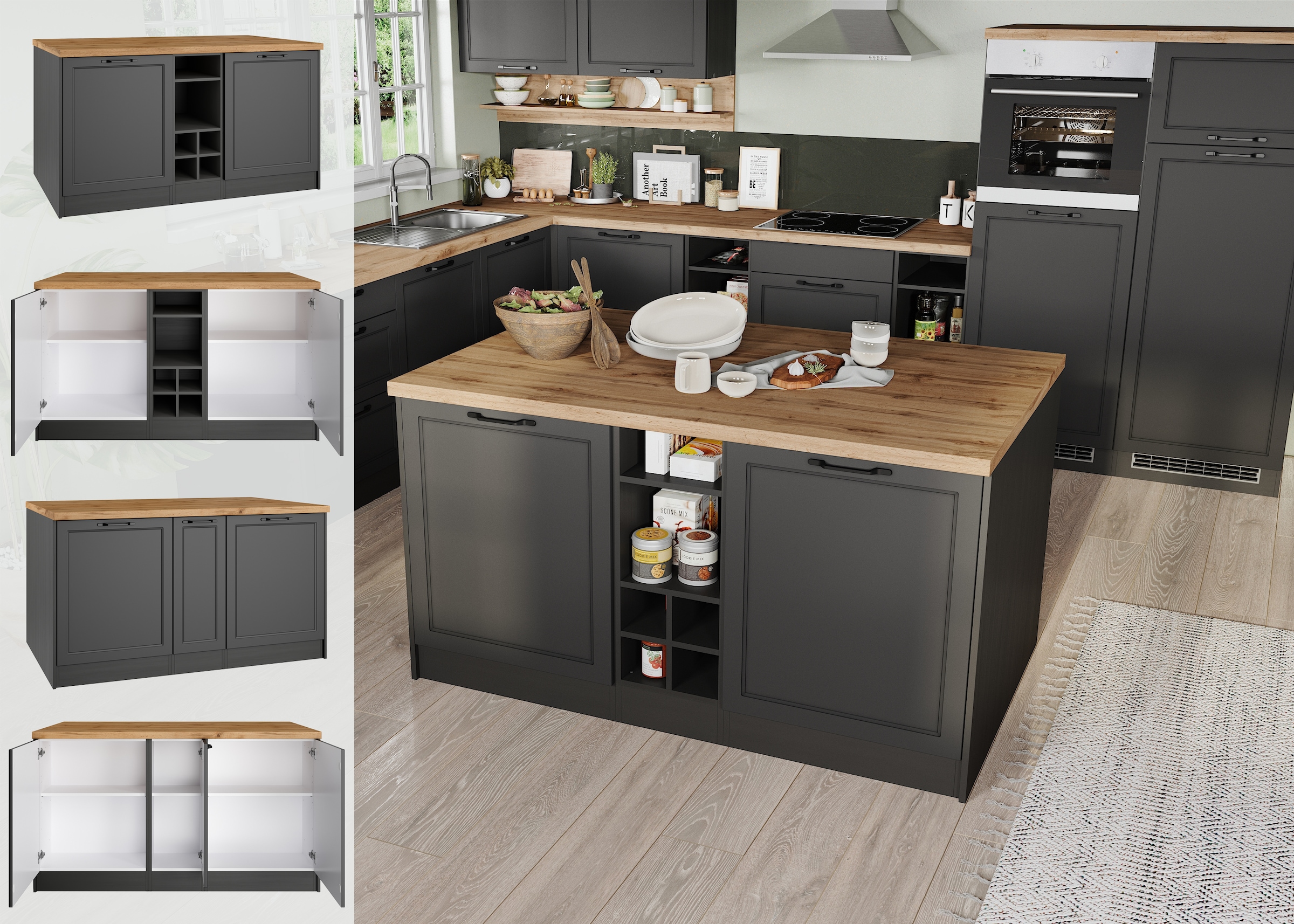 KOCHSTATION Kücheninsel "KS-Lana, Breite 153 cm" MDF-Fronten, Arbeitsplatte günstig online kaufen