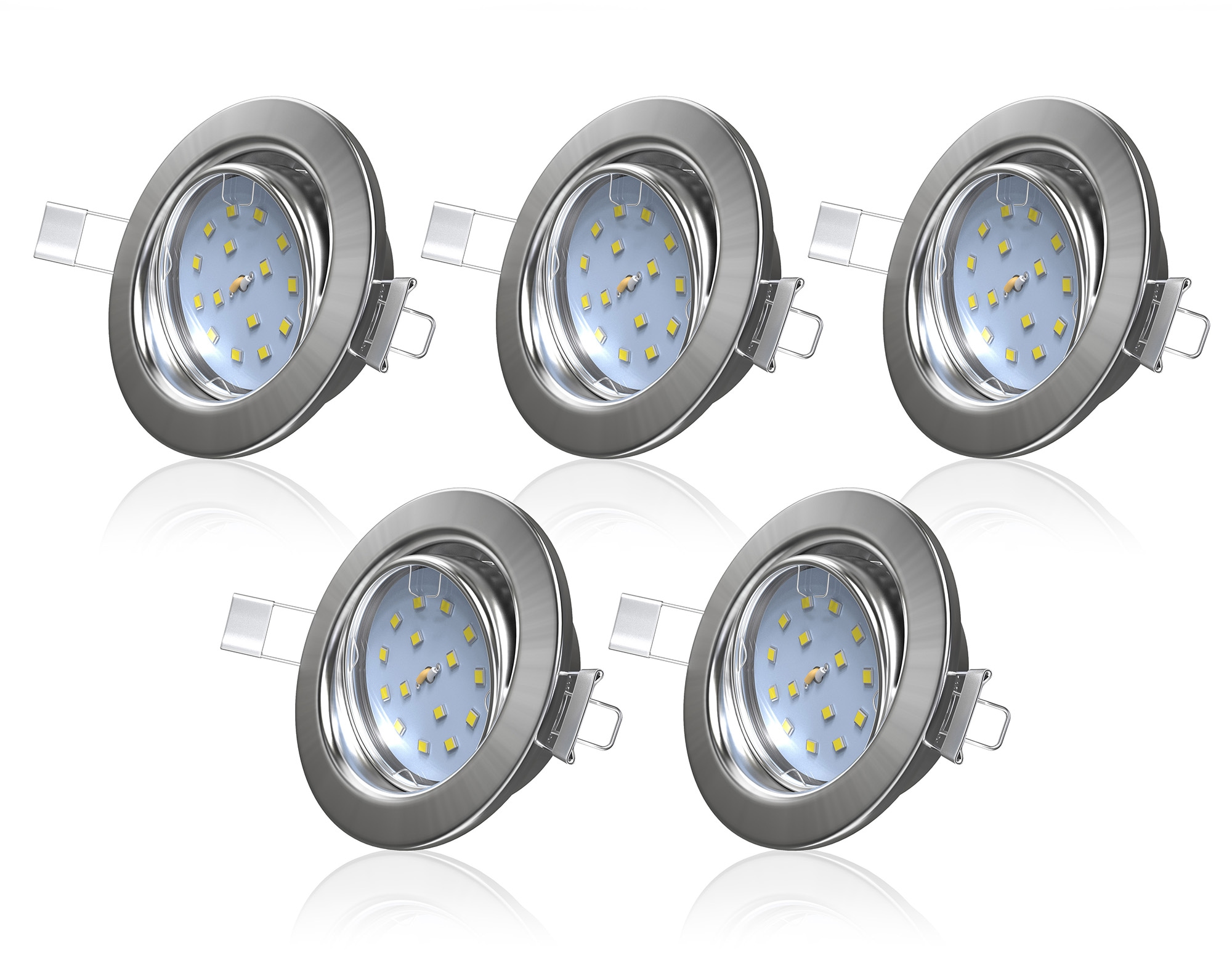 BAUR flach, 5 flammig-flammig, 5W inkl. Einbauleuchte, 400LM schwenkbar Einbauspots, 3000K, ultra | 5x LED LED B.K.Licht