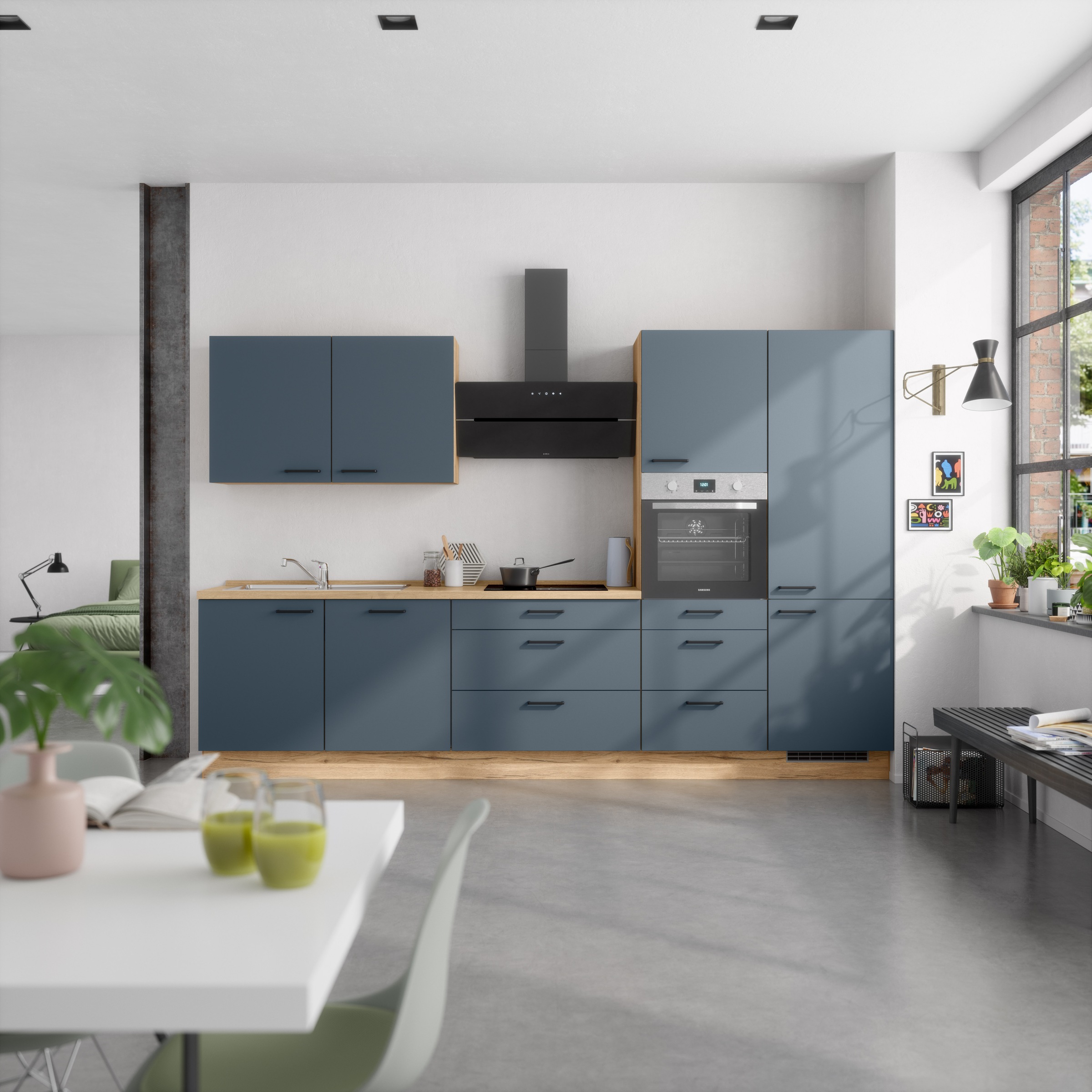 nobilia® Küchenzeile »"Easytouch II"«, vormontiert, Ausrichtung wählbar, Breite 330 cm, wahlw. mit E-Geräten