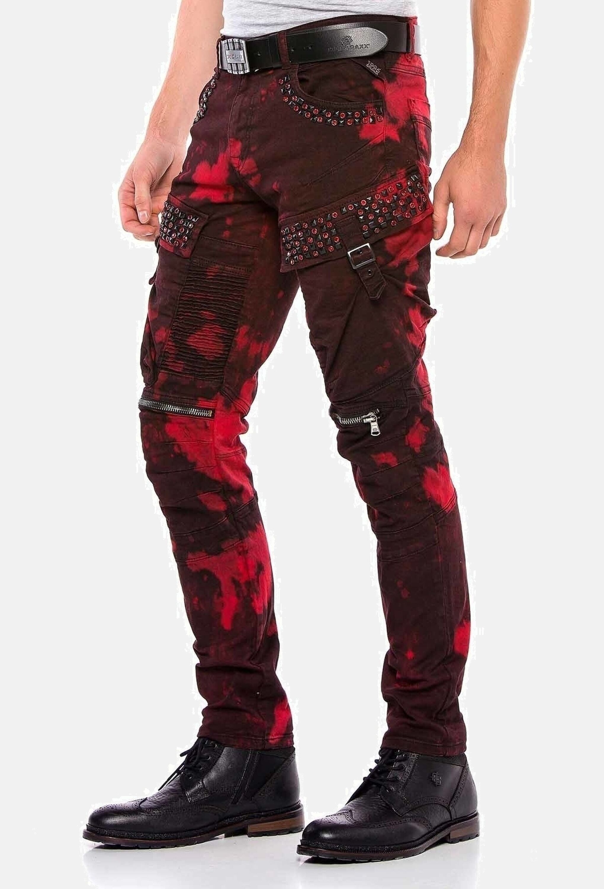 Cipo & Baxx Straight-Jeans »Cipo & Baxx Jeans« mit Biker- und Punk-Elementen, CD558