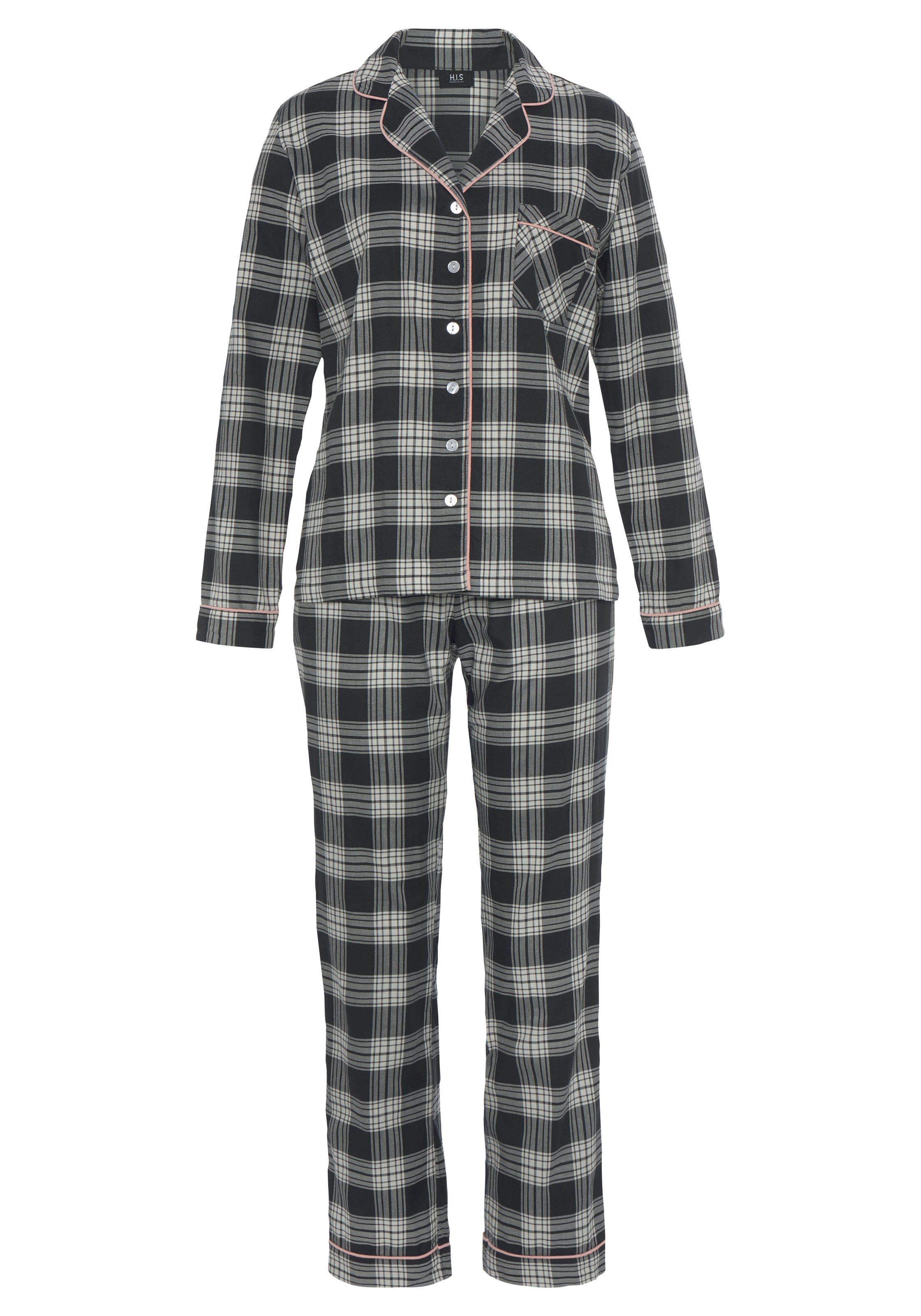 H.I.S Pyjama Set, 2 Stk. tlg., aus Flanell mit Allover-Karomuster günstig online kaufen