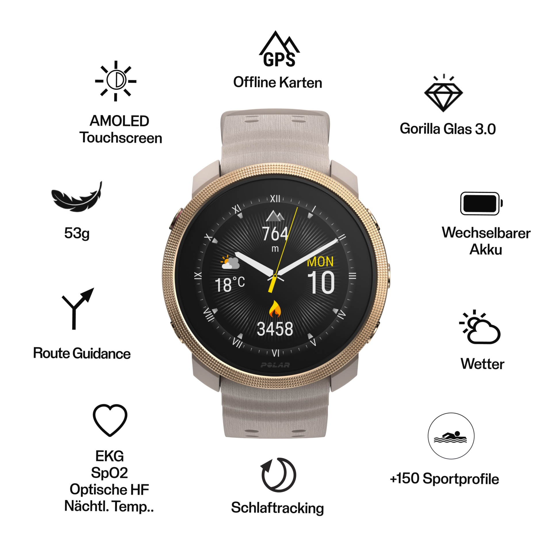 Polar Smartwatch »VANTAGE M3 S-L«, (3,3 cm / 1,28 Zoll), Proprietär, 32 GB,)