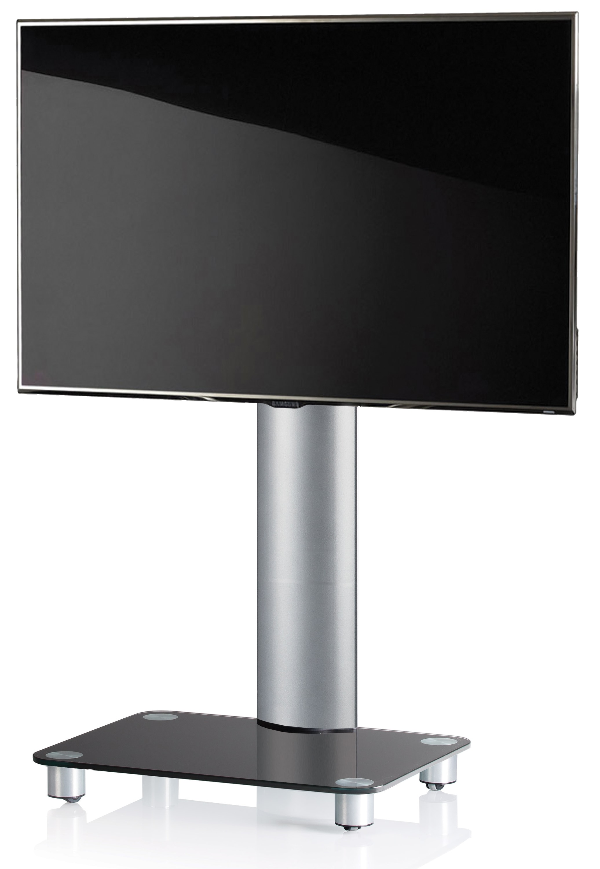 VCM Wohnzimmertisch »TV Standfuß Ständer Rack Alu Glas Rollen Tosal«