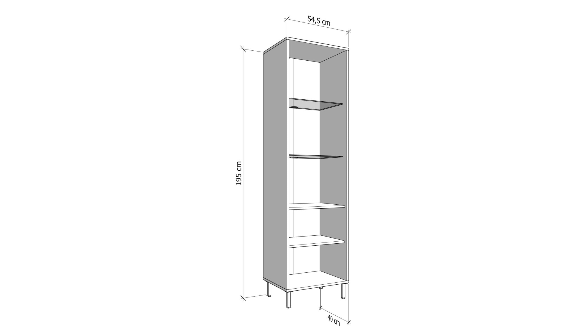 Home affaire Vitrine »Mayenne Vitrinenschrank, Standvitrine, Showcase, B/H: 54,5/195 cm«, Holztür mit Rillen-Optik, Glastür, Modernes Design
