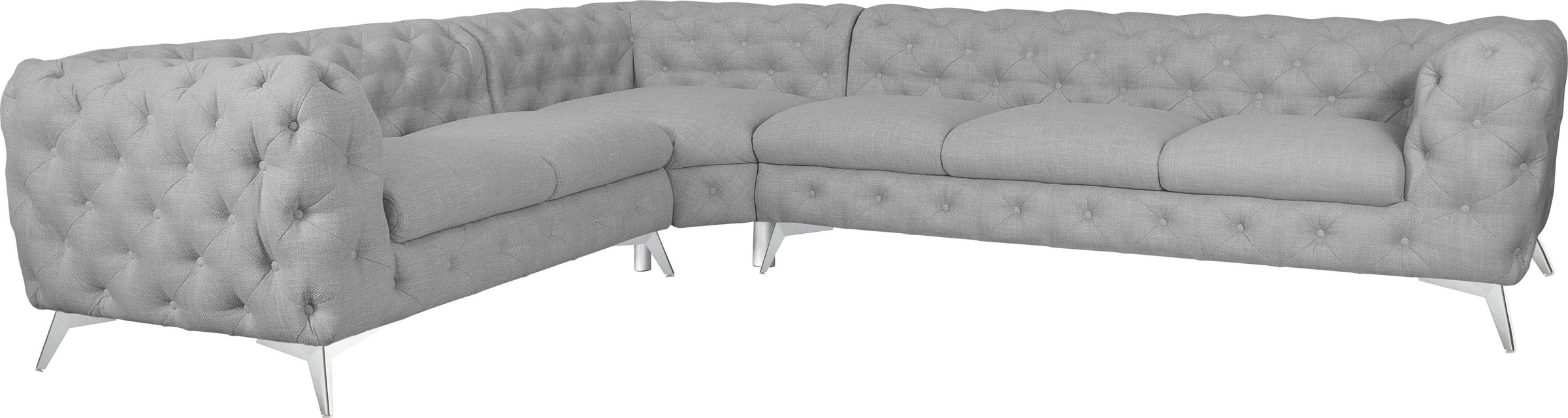 Thumbnail - Leonique Chesterfield-Sofa "Ecksofa GLYNIS L-Form mit Wellenunterfederung, Maße B/T/H 323/264/75cm", aufwändige Knopfhef...