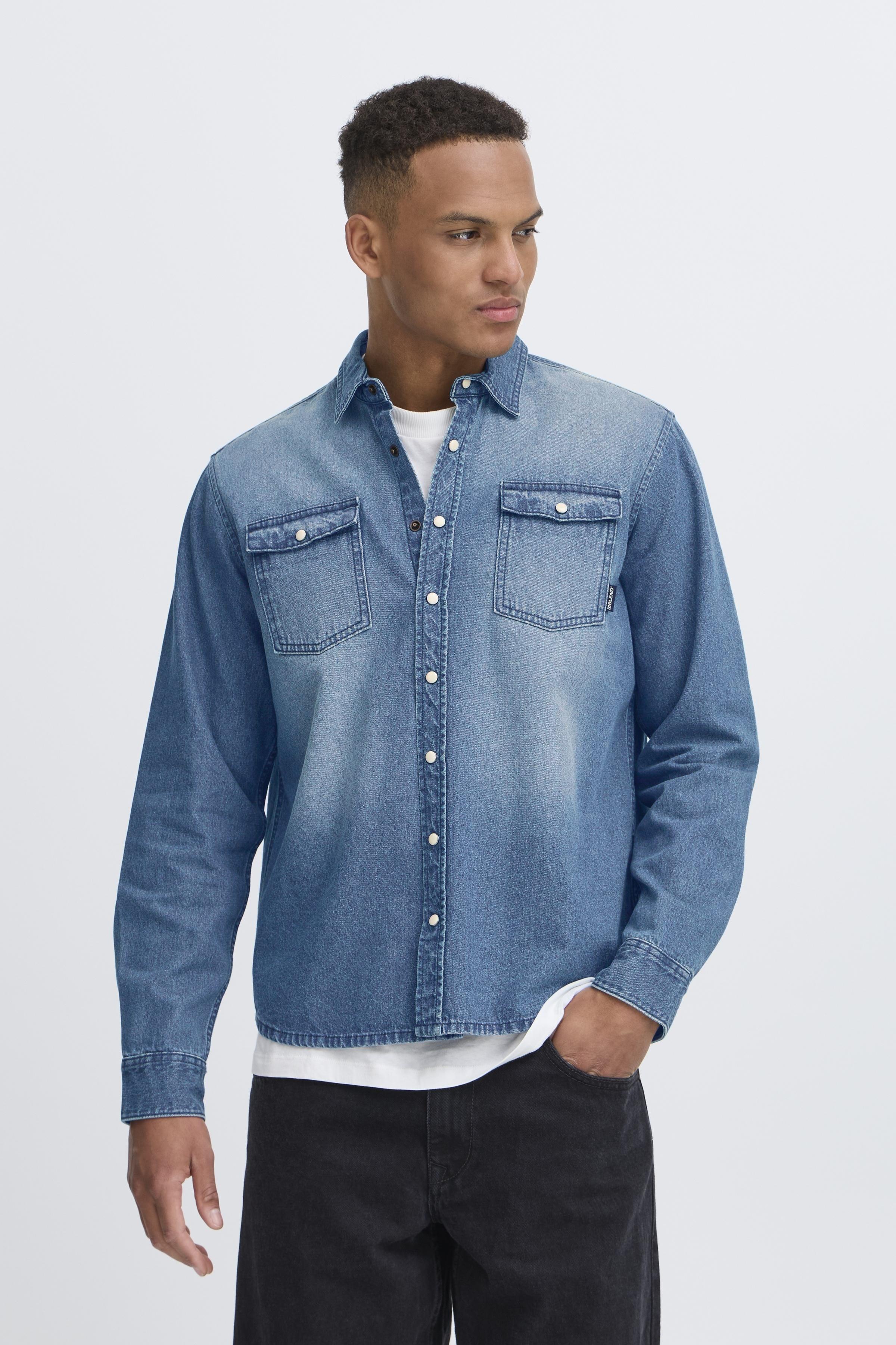 Blend Langarmhemd "BHDARGO Shirt PP NOOS" Regular Fit, aus Baumwolle, mit Knopfleiste, pflegeleicht