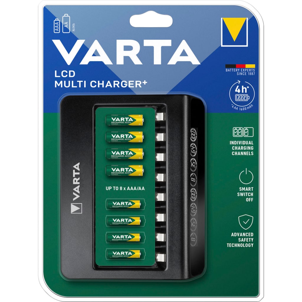 VARTA Akku-Ladestation »VARTA LCD Multi Charger+ für 8 AA/AAA Akkus mit Einzelschachtladun«