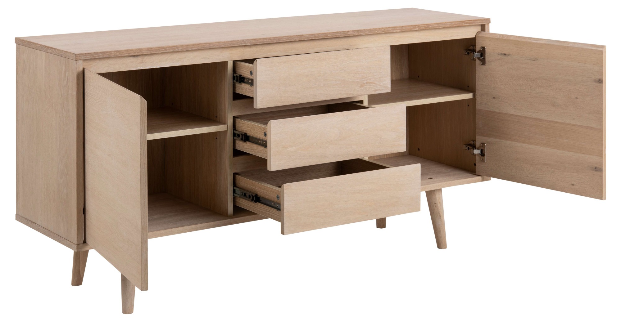 ACTONA GROUP Sideboard »Nagano«, Anrichte, Eiche/Furnier, 2 Türen, 2 Einlegeböden, 3 Schubladen, 150 cm