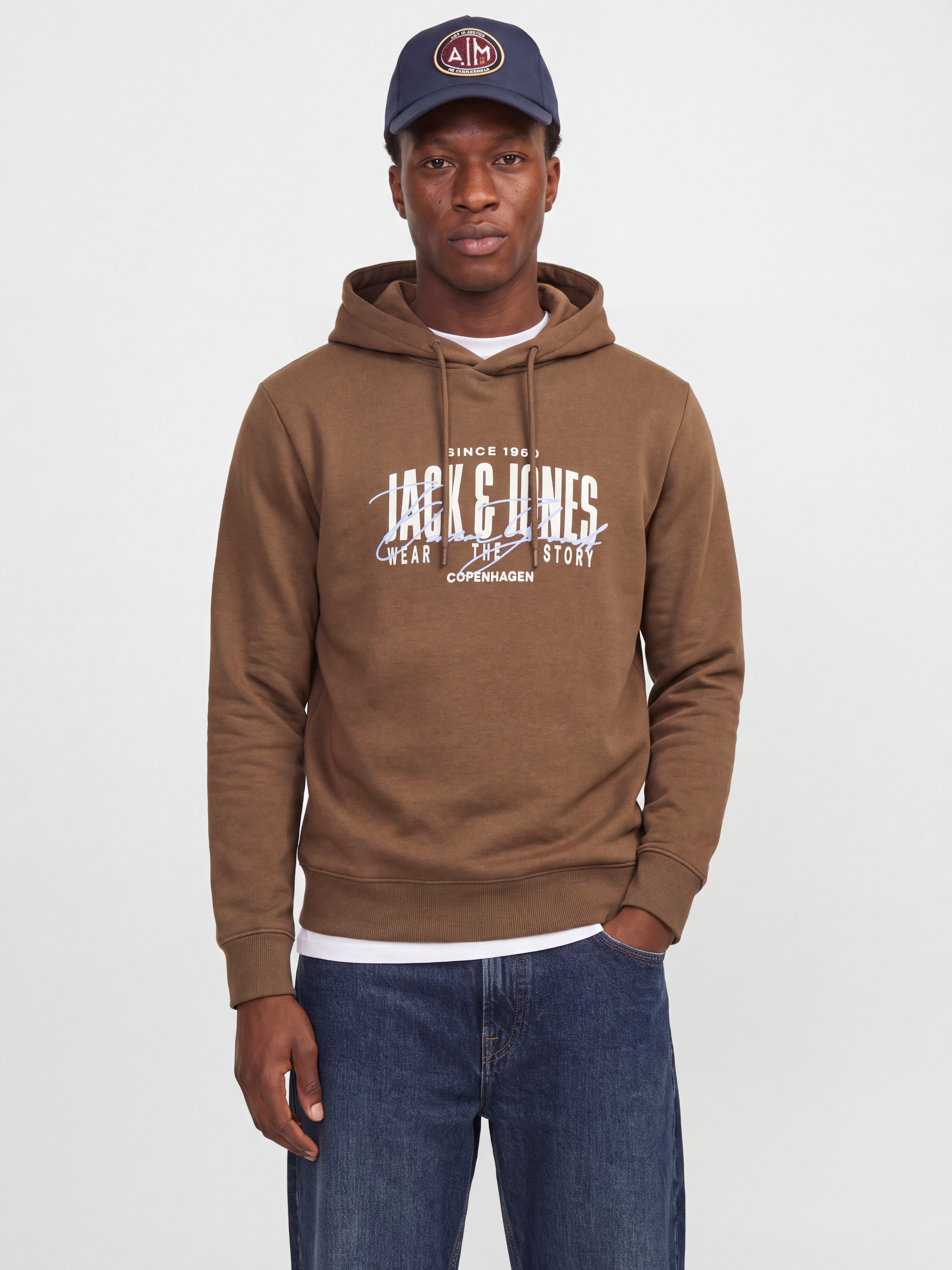 Jack & Jones Kapuzensweatshirt "JJAERO SWEAT HOOD", Materialmix, regular fit