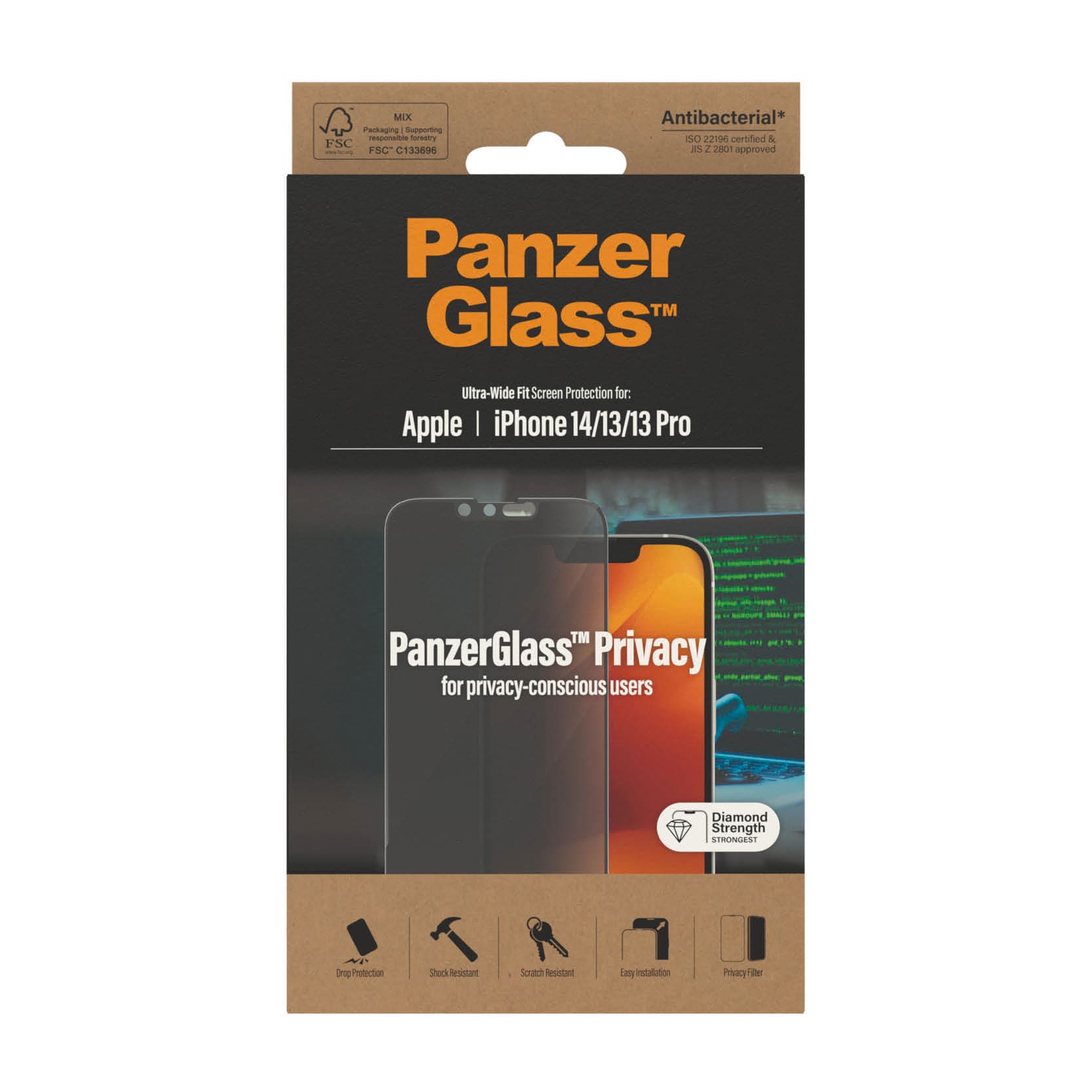 PanzerGlass Displayschutzglas »iPhone 14/13/13 Pro Ultrawide Privacy AB«