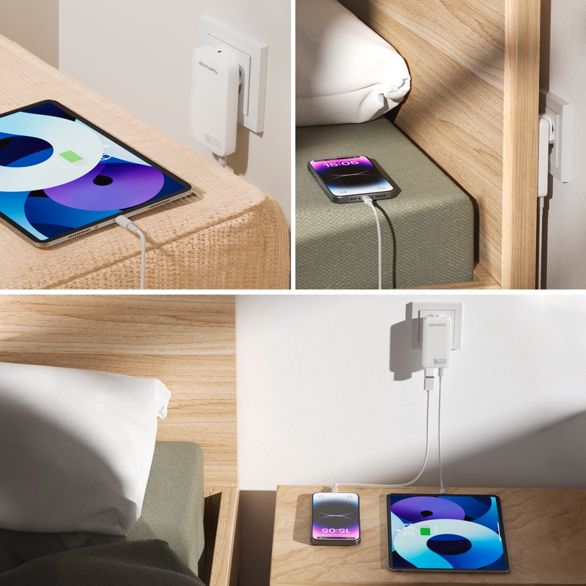 4smarts USB-Ladegerät »FlatPlug Slim Dual 65W GaN 2x USB-C«, extrem flaches Design