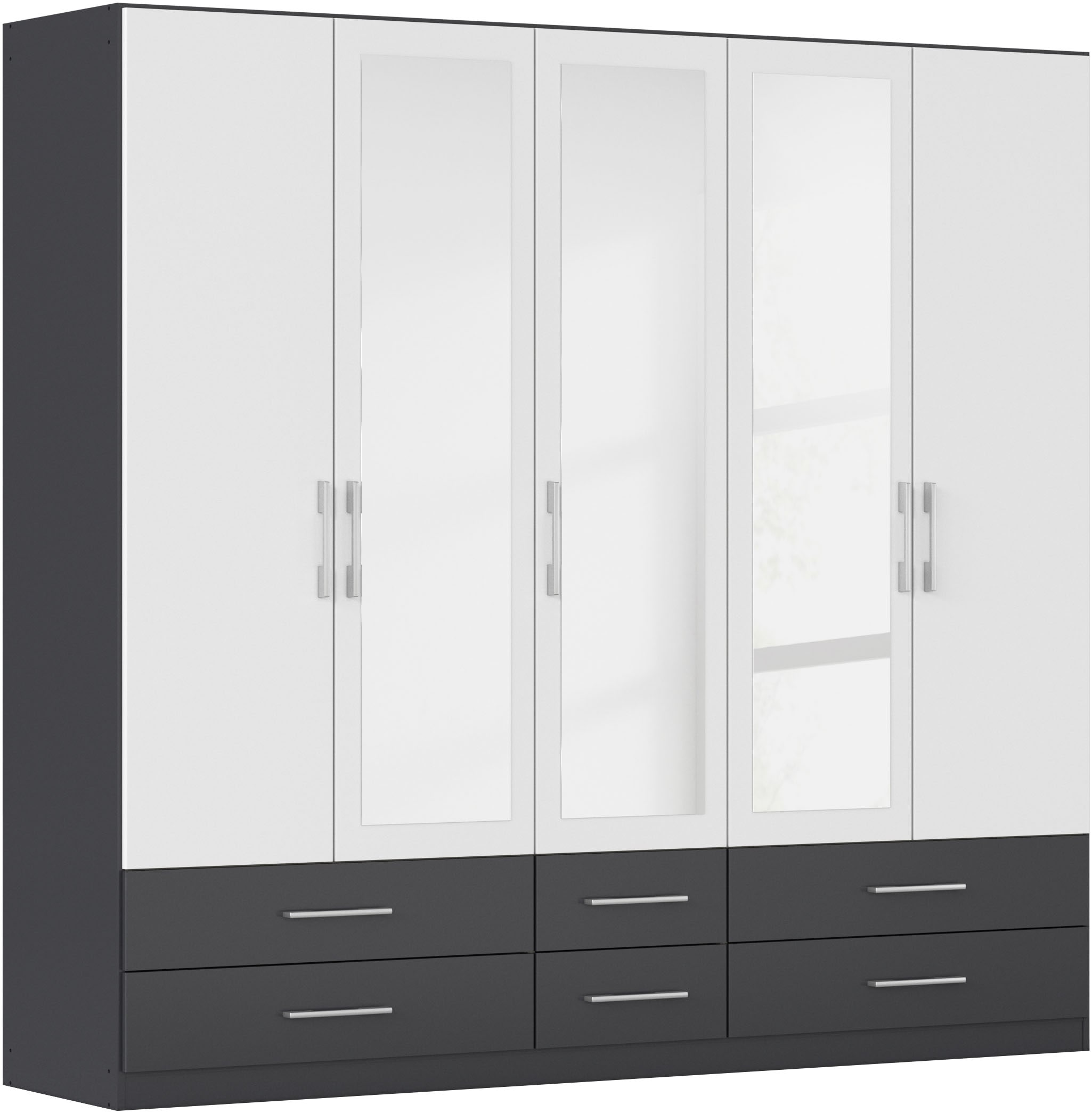 rauch Kleiderschrank "Schrank Garderobenschrank Mehrzweckschrank Schlafzimmer HERSBRUCK" 3 verschiedene Ausstattungen BASIC/CLASSIC/PREMIUM (inkl. SOFT-CLOSE), mit großzügigen Schubladen sowie Spiegeltüren MADE IN GERMANY