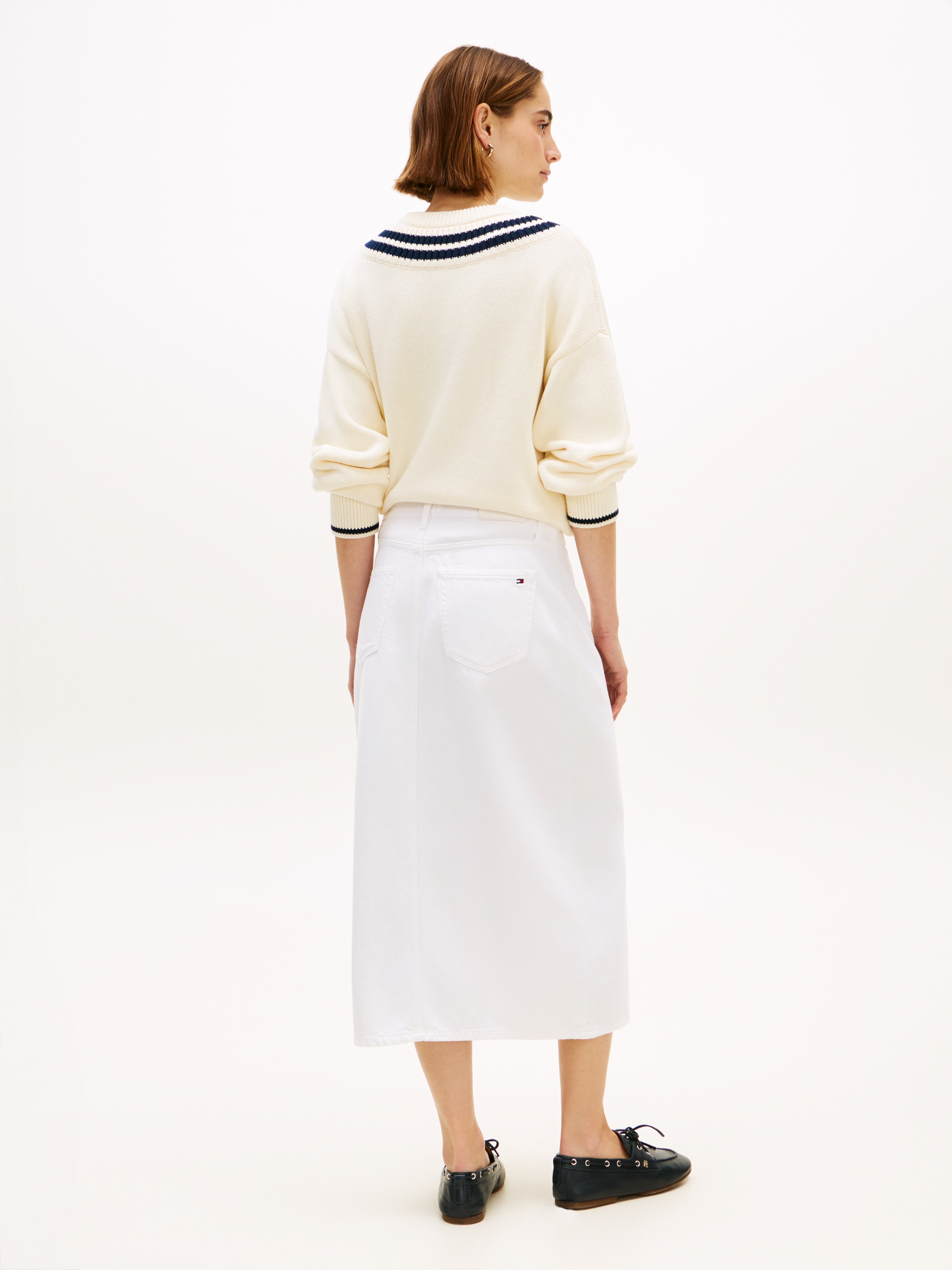 Tommy Hilfiger Bleistiftrock »DNM WHITE MIDI STRAIGHT SKIRT HW«