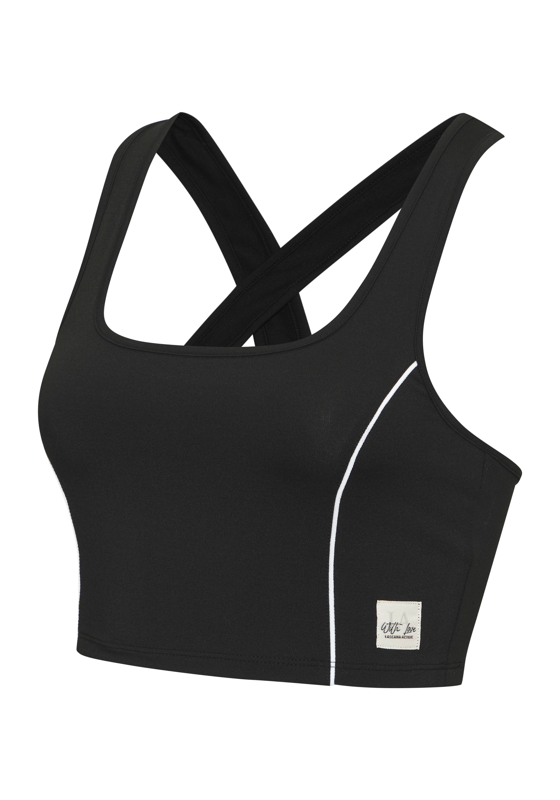 LASCANA ACTIVE Crop-Top mit weißen Pipings