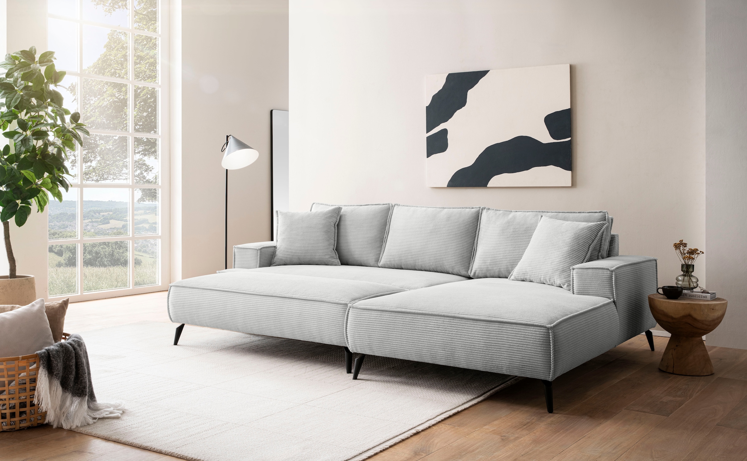 andas Sitzgruppe »TVINNU, Polsterecke L-Form, Schlaffunktion, mit Hocker«, (Set, 2 tlg.), stellbar zum Schlafsofa (Krokodilverbinder)