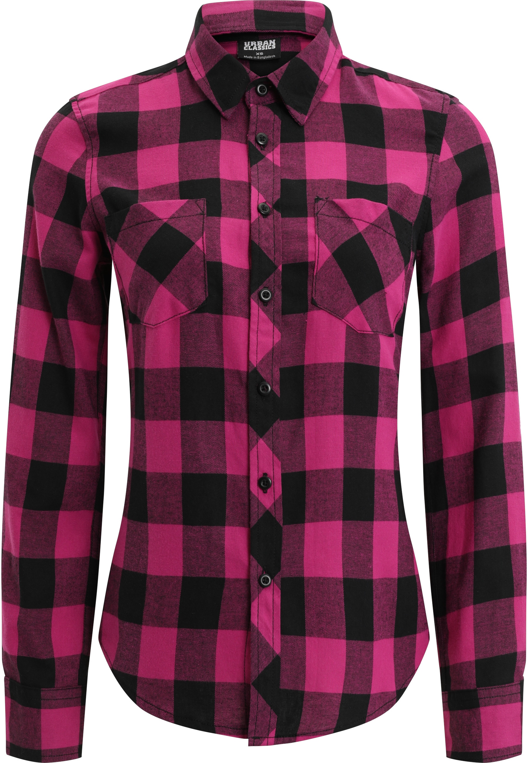 URBAN CLASSICS Langarmhemd "Urban Classics Damen Ladies Turnup Checked Flanell Shirt" 1 Stk.