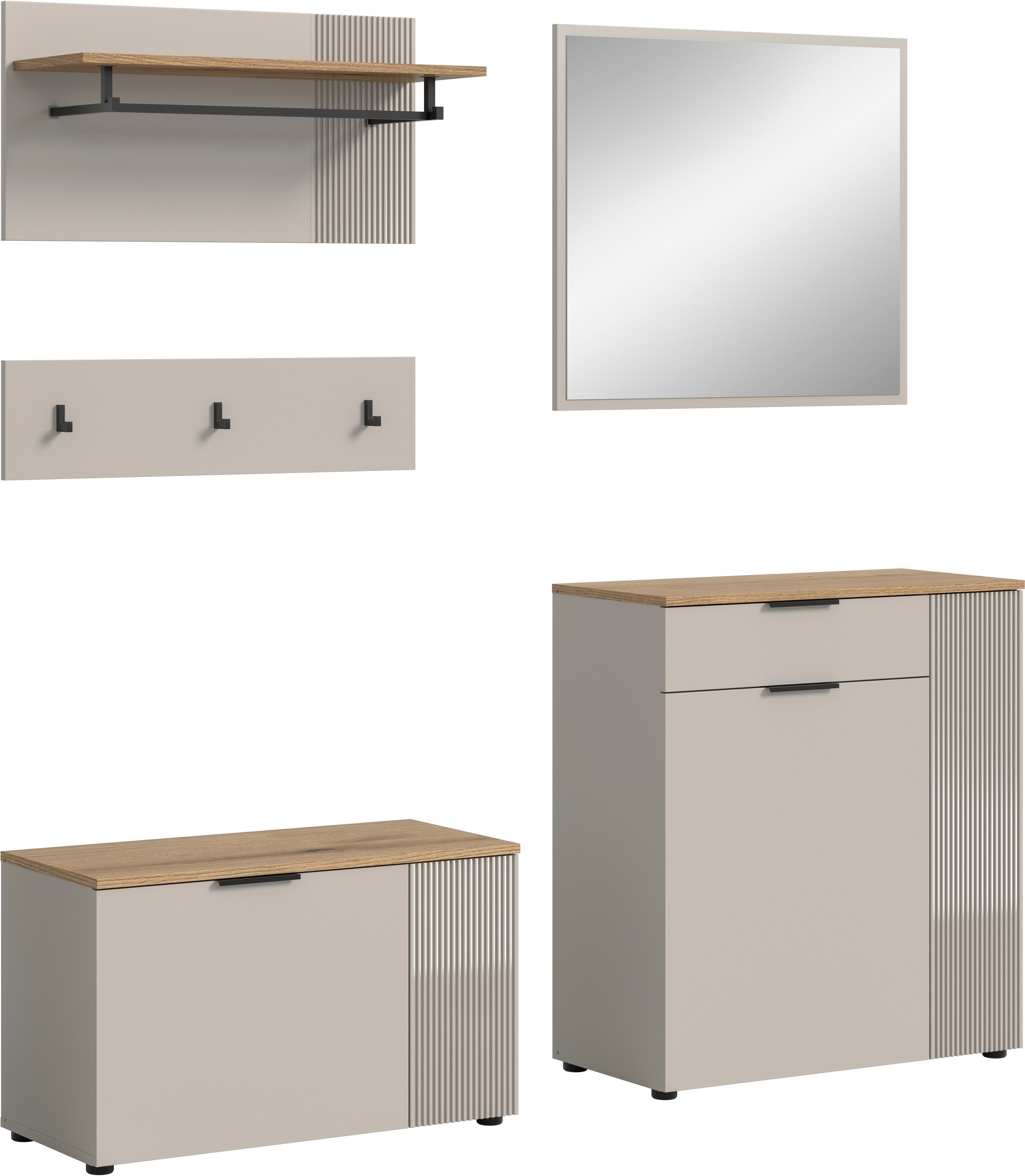 Home affaire Garderoben-Set "EDIL, Breite 175 cm, 5-teilig, Front mit hochw günstig online kaufen