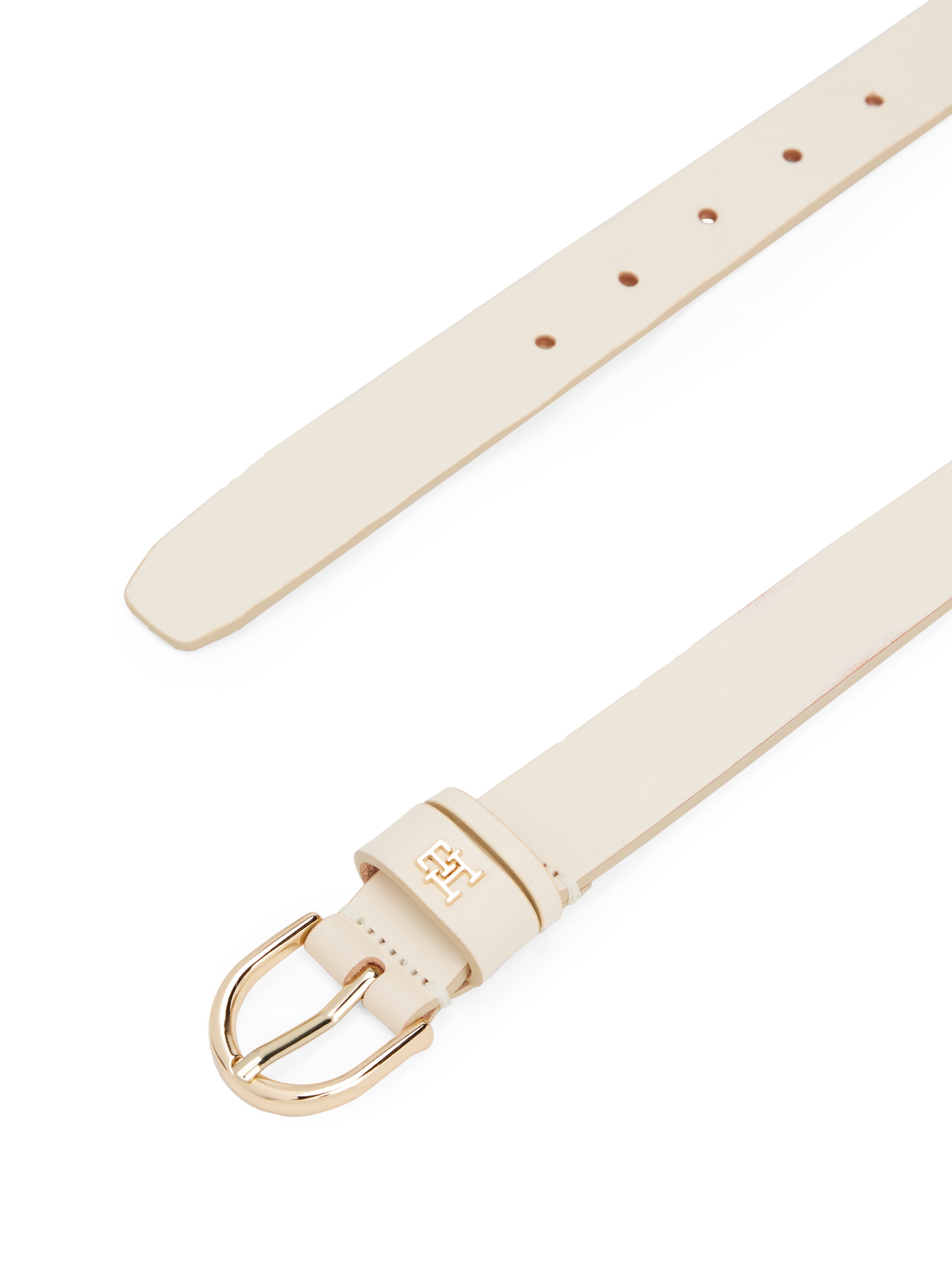 Thumbnail - Tommy Hilfiger Ledergürtel "ESSENTIAL EFFORTLESS 2.5 cm breit GOLD" Logoemblem, weiche Haptik, ovale Einfachdornschließe