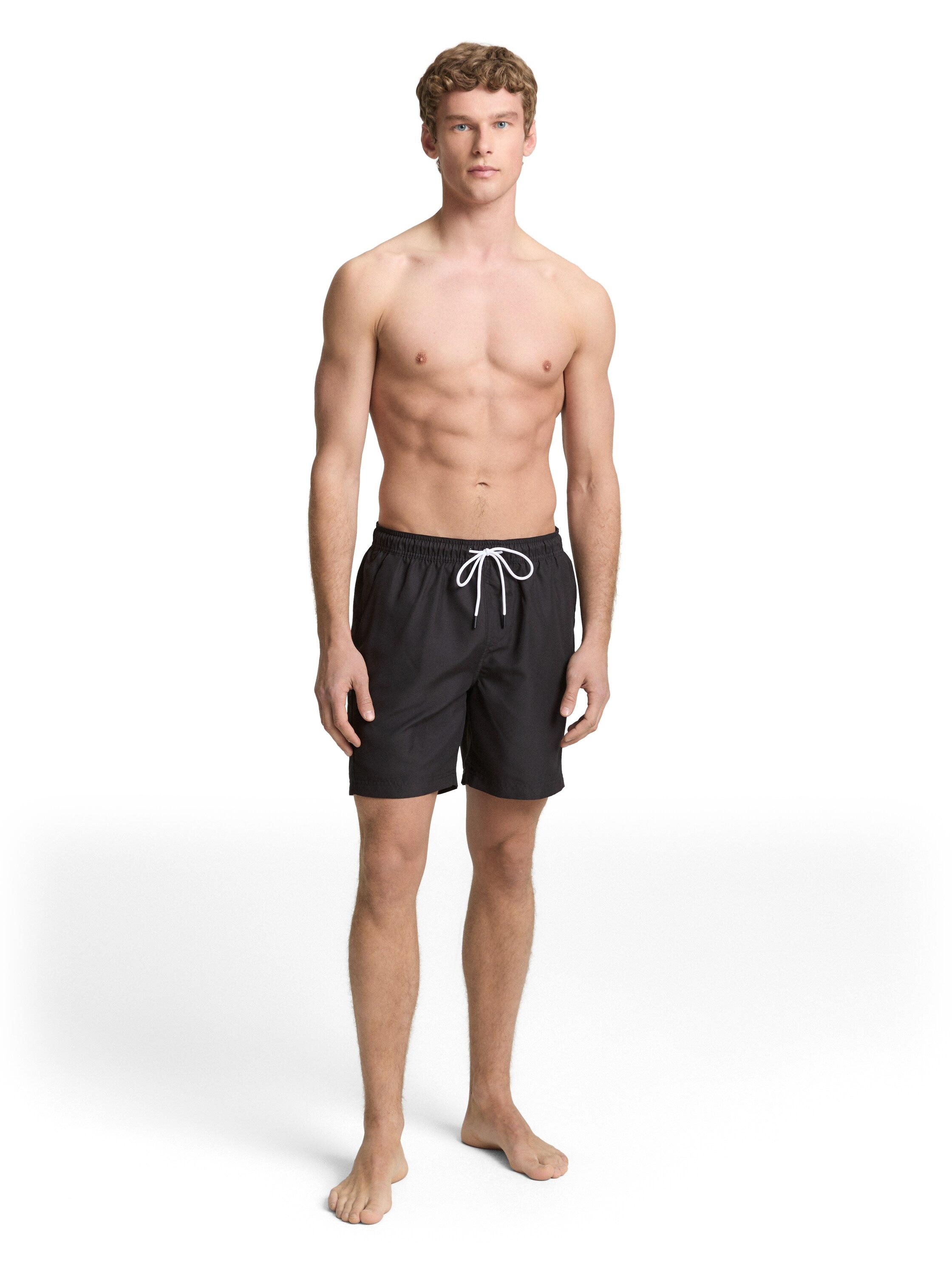 Badeshorts TOM TAILOR DENIM, Gr. S, N-Gr, schwarz, Web, Obermaterial: 100% Polyester. Futter: 100% Polyester, unifarben, Badehosen Badeshorts, Schwimmshorts mit Eingrifftaschen und Gummibund 3