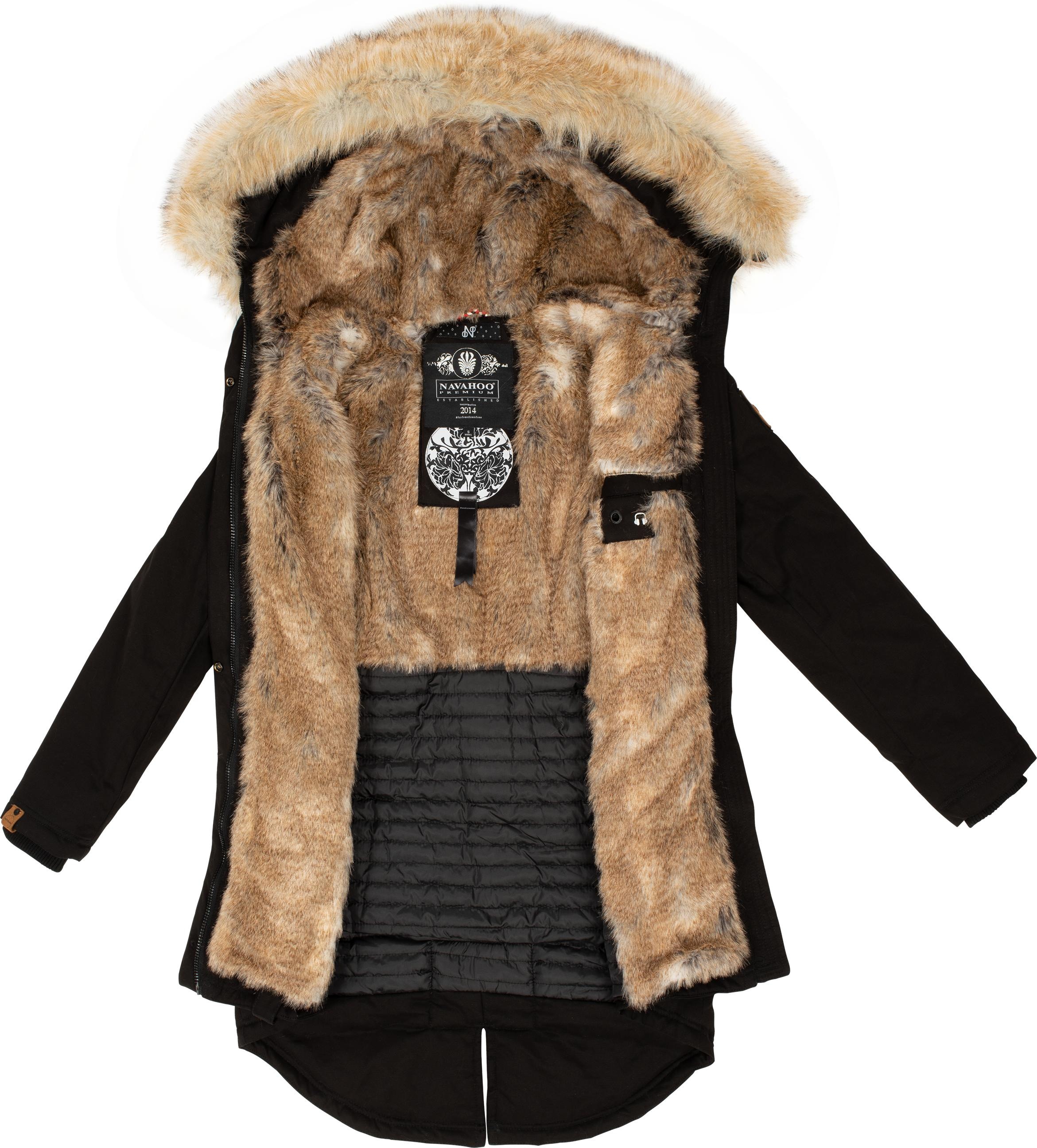 Navahoo Wintermantel »Bombii«, stylischer Damen Winterparka mit Kunstfell-Kapuze