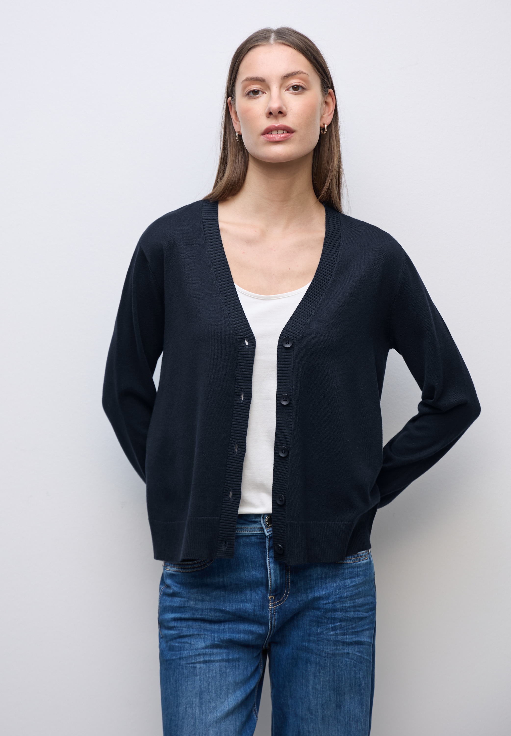 STREET ONE Strickjacke mit Rippstrickdetails günstig online kaufen