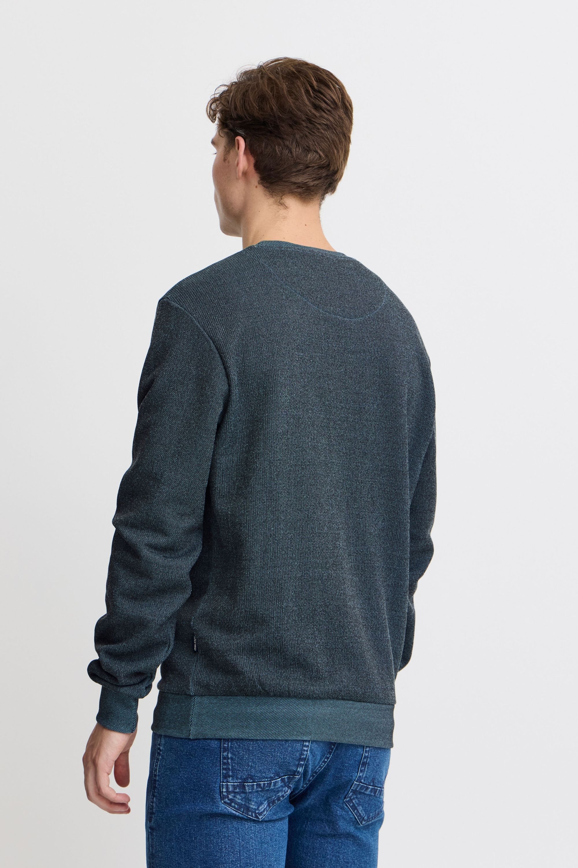 Strickpullover BLEND "BHSweatshirt", Herren, Gr. S, blau (provincial blau), Sweatware, 100% Baumwolle, meliert, regular fit normal, Rundhals, eingesetzt, Pullover Strickpullover, Lässiger Sweatpullover mit Print 6