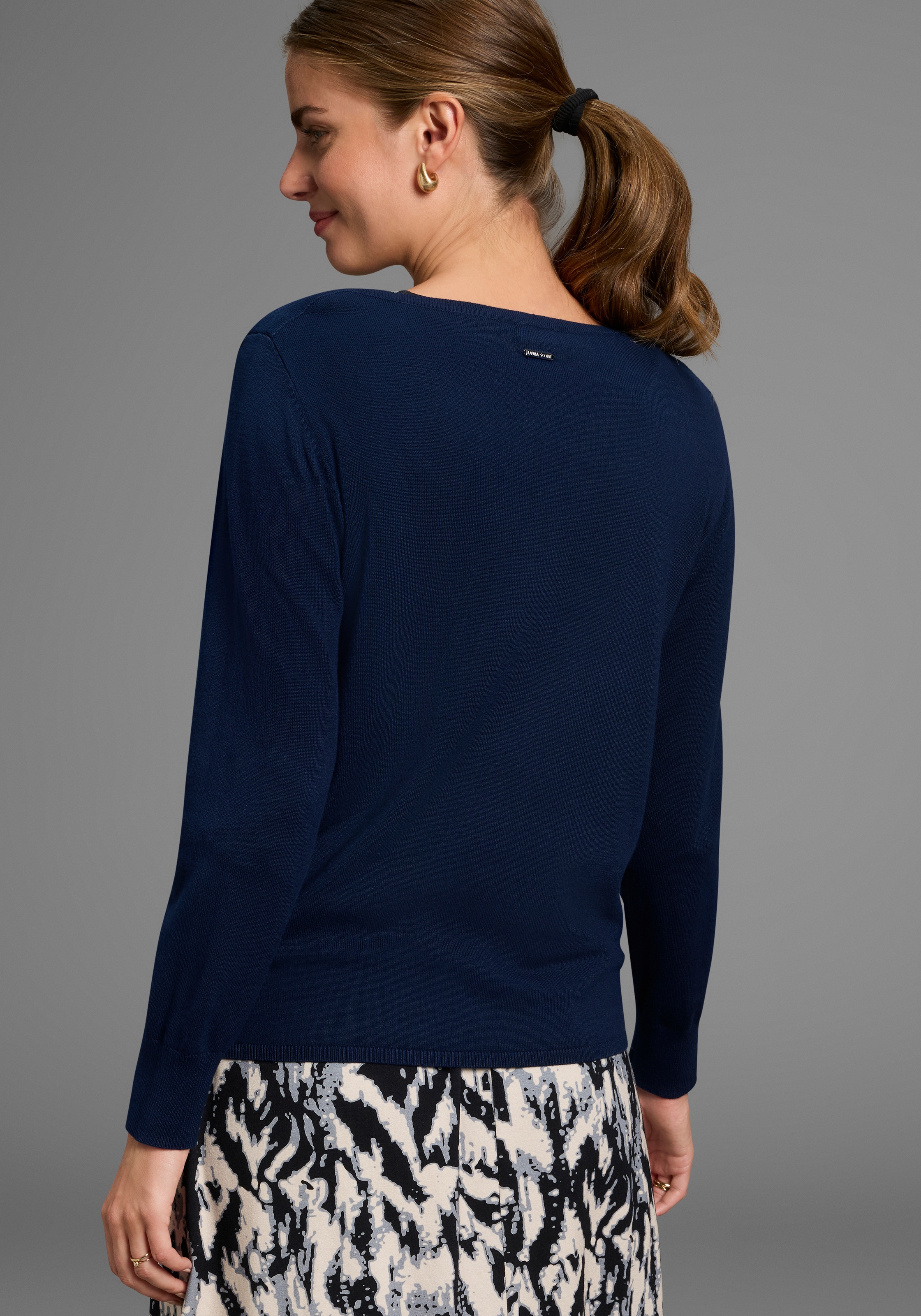 Laura Scott Strickpullover leichter Übergangspullover mit Uboot Ausschnitt günstig online kaufen