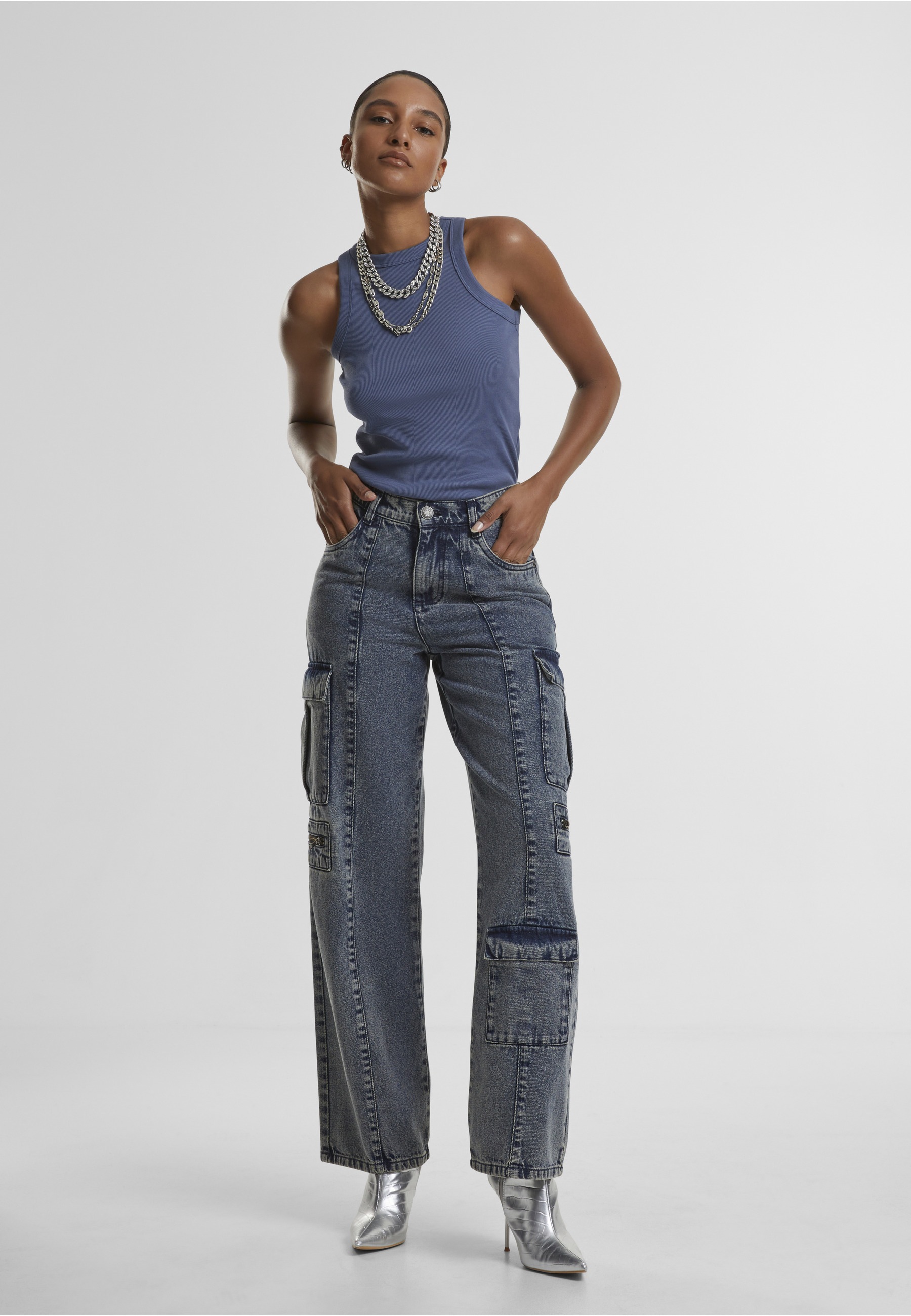 URBAN CLASSICS Cargohose »Urban Classics Ladies Loose Utility Denim Pants«