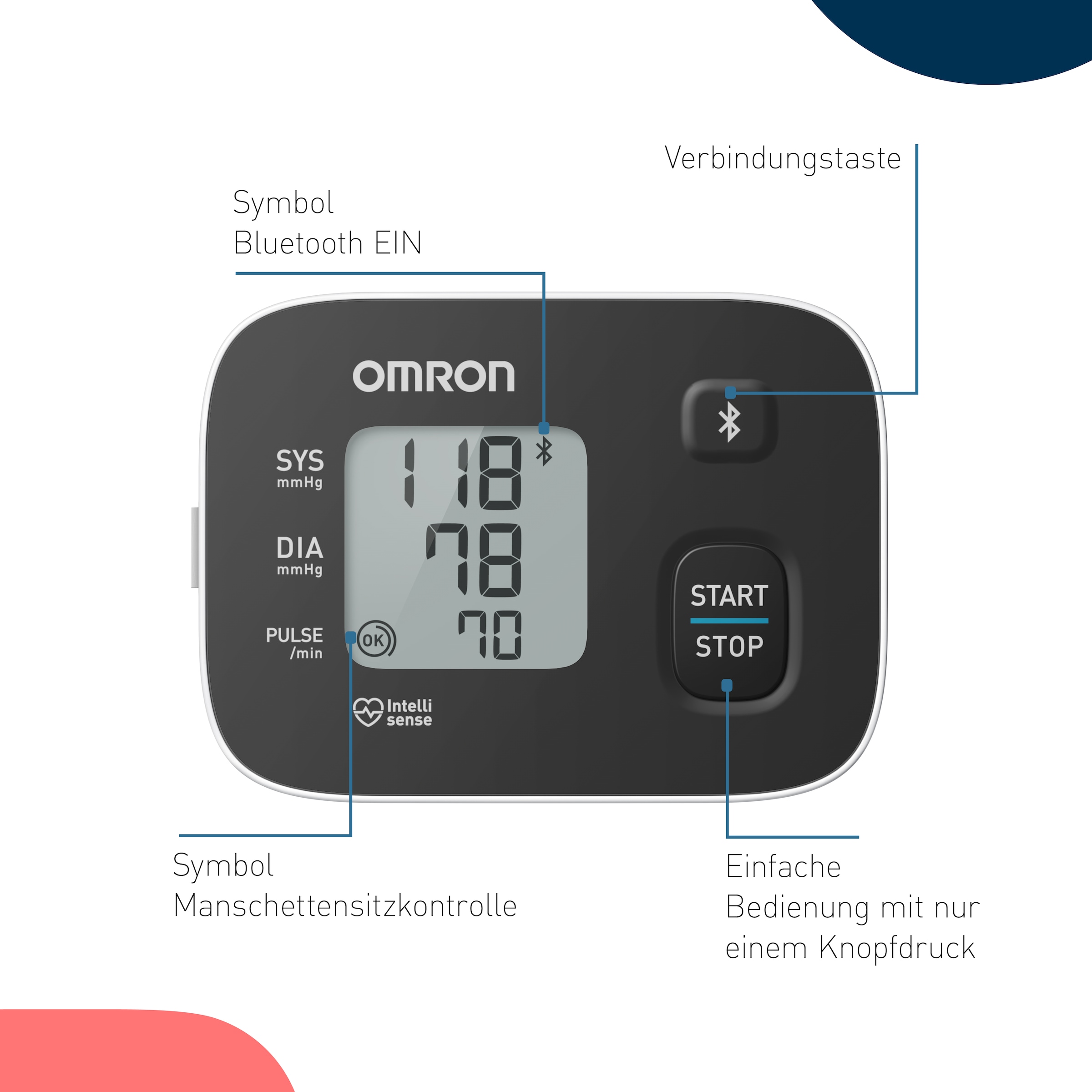 Omron Handgelenk-Blutdruckmessgerät »RS3 Intelli IT digitales Handgelenk-Blutdruckmessgerät« klinisch validiert, mit kostenloser Smartphone App OMRON connect