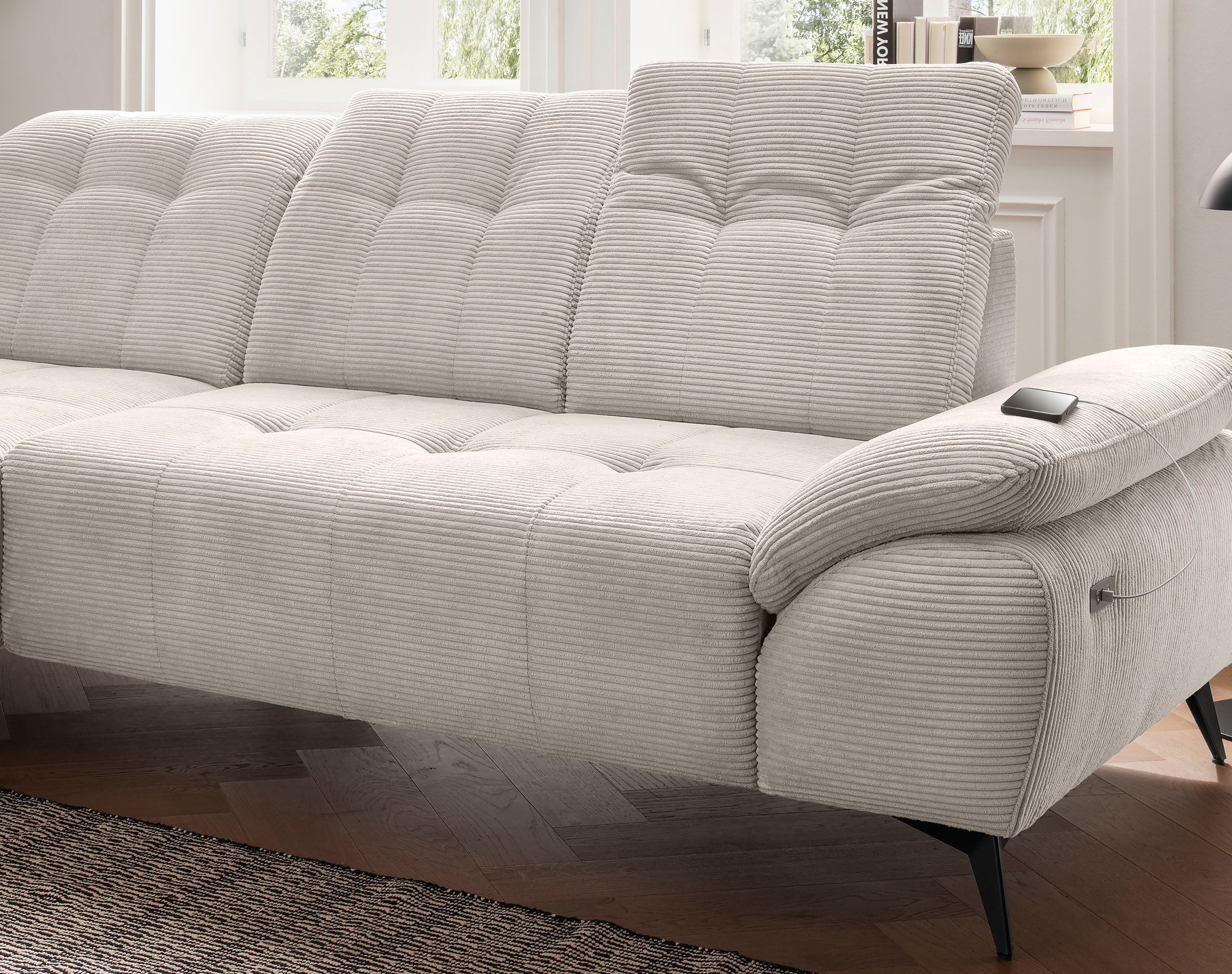 Home affaire Ecksofa »Lazio modern und bequem, schmale Armlehnen, tolle Detailverarbeitung« zwei verschiedene Fußfarben wählbar