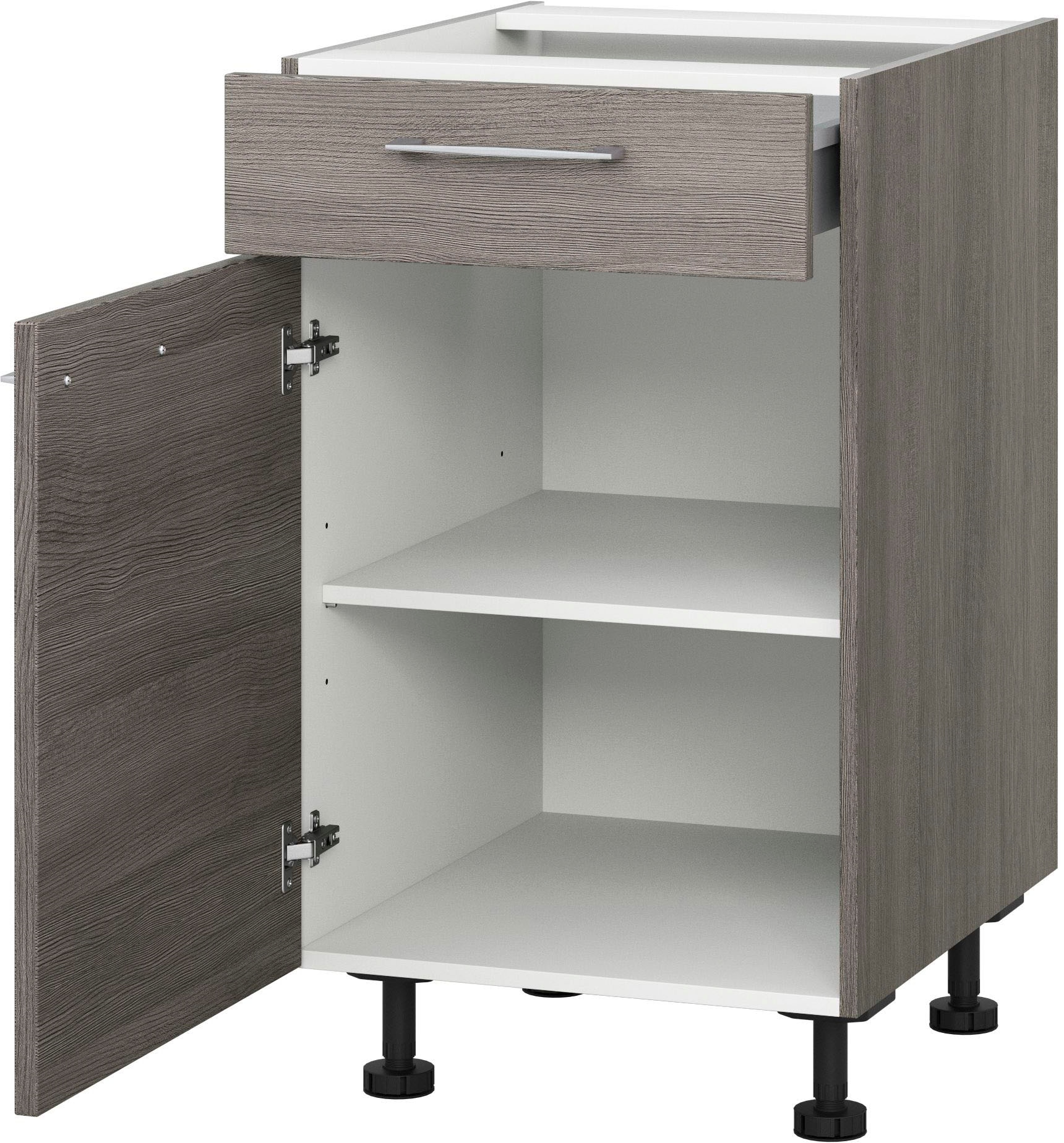 KOCHSTATION "KS-Trea US50" mit einem Auszug und einer Tür, Einlegeboden, Breite 50 cm, Höhe 75 cm