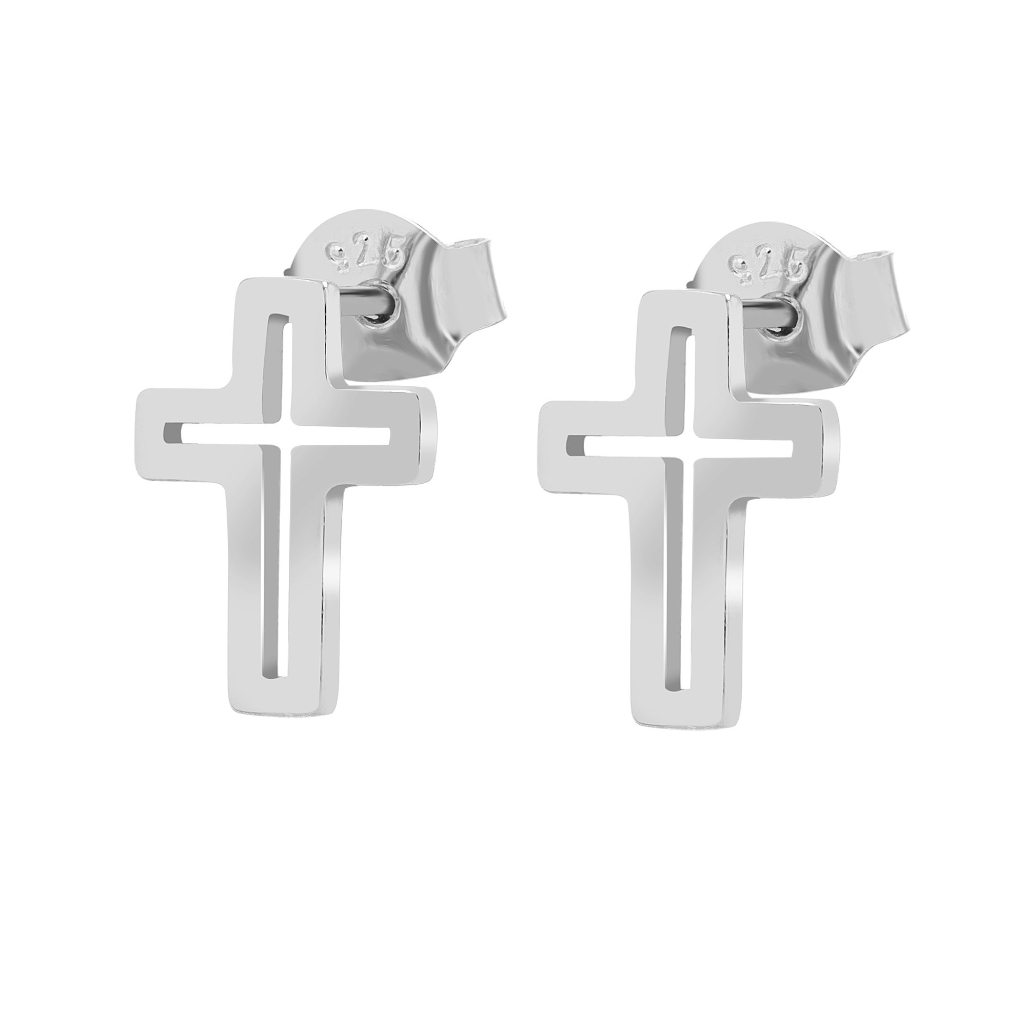 Paar Ohrhänger ADELIA´S "Damen Ohrstecker aus 925 Sterling Silber mit Kreuz", silber, Ohrringe, Damen, Damen, Silber 925 (Sterlingsilber) 3