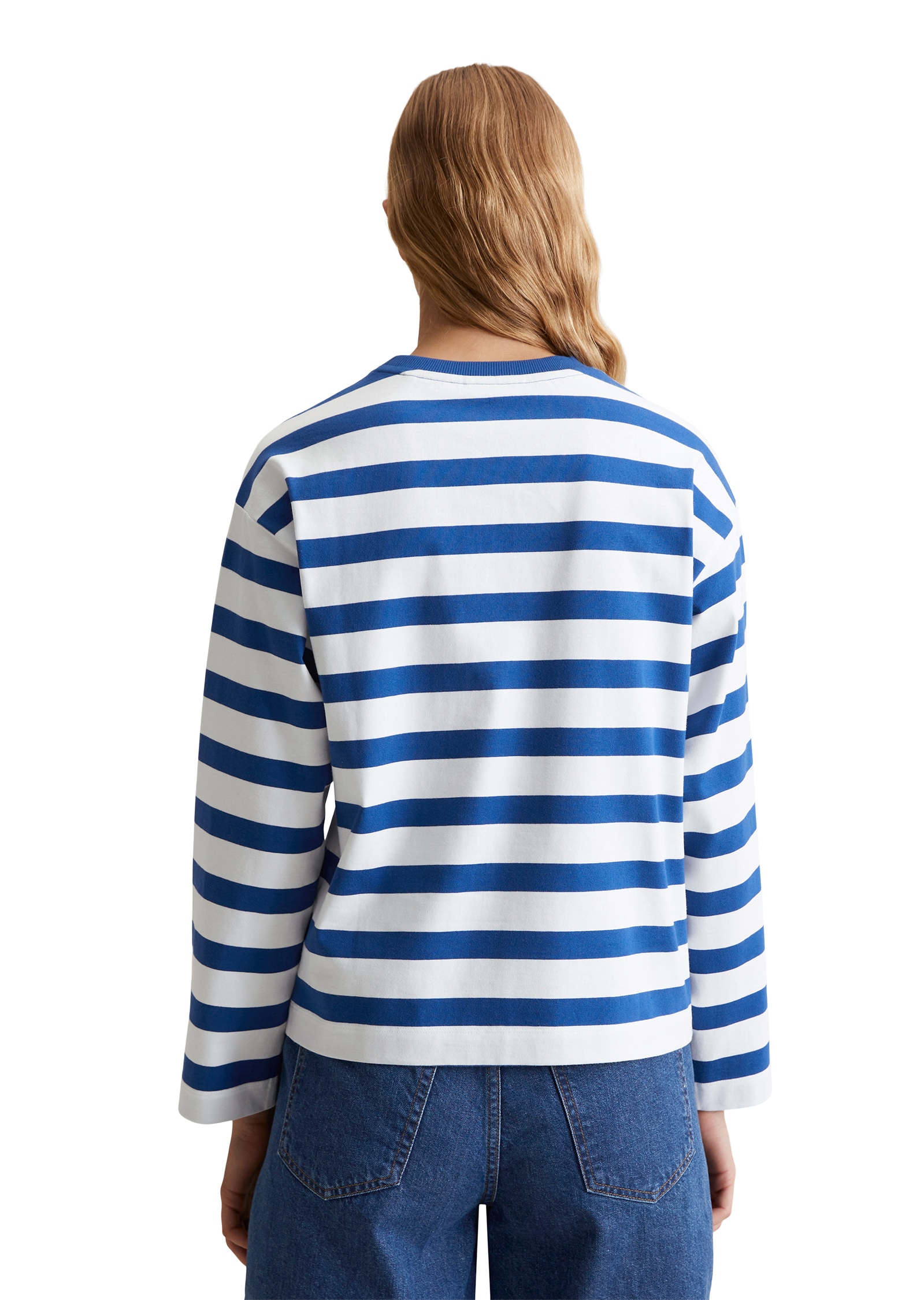Marc O'Polo DENIM Langarmshirt, geringelt, oversized, Bio-Baumwolle