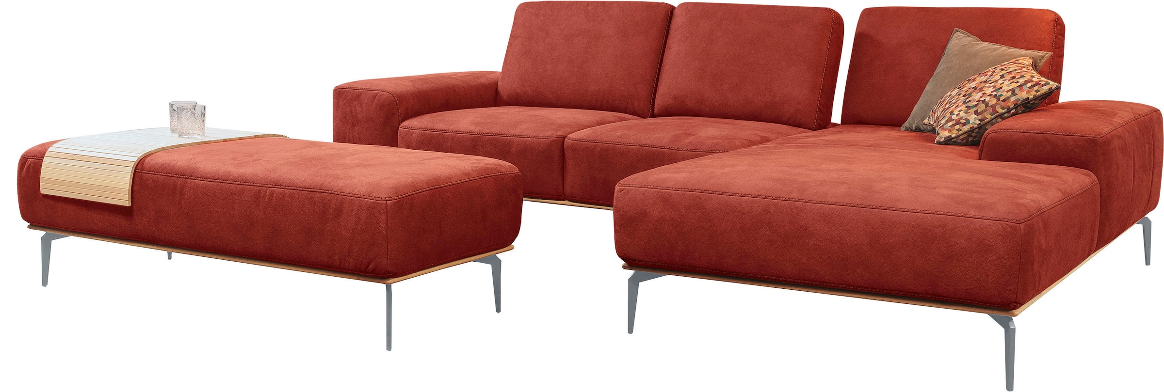 W.SCHILLIG Ecksofa »run«, mit elegantem Holzsockel, Füße in Silber matt, Breite 279 cm