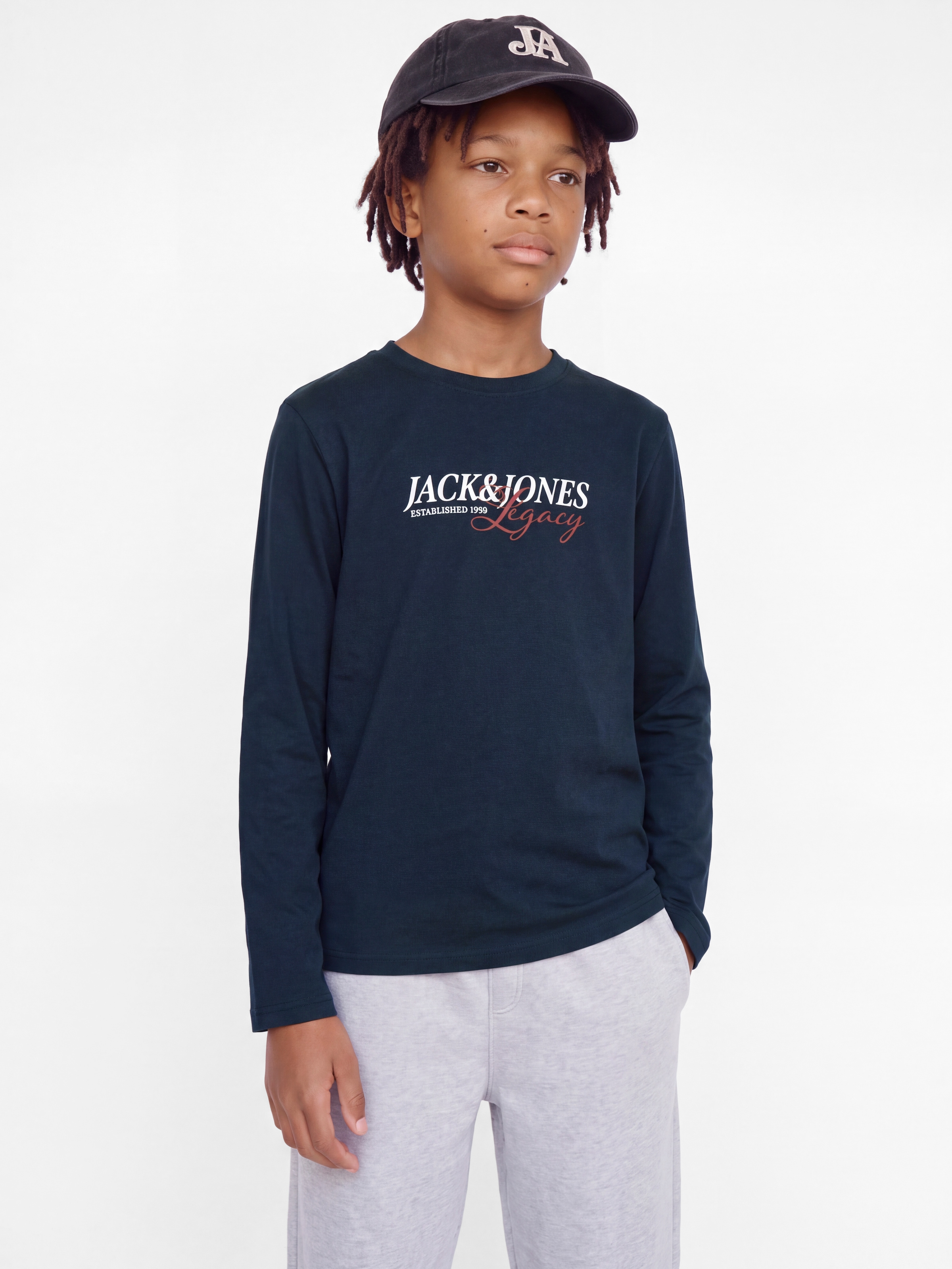 Jack & Jones Junior Langarmshirt »JJJADE TEE LS CREW NECK 2PK MP JNR« Packung, 2 Baumwolle, regular fit