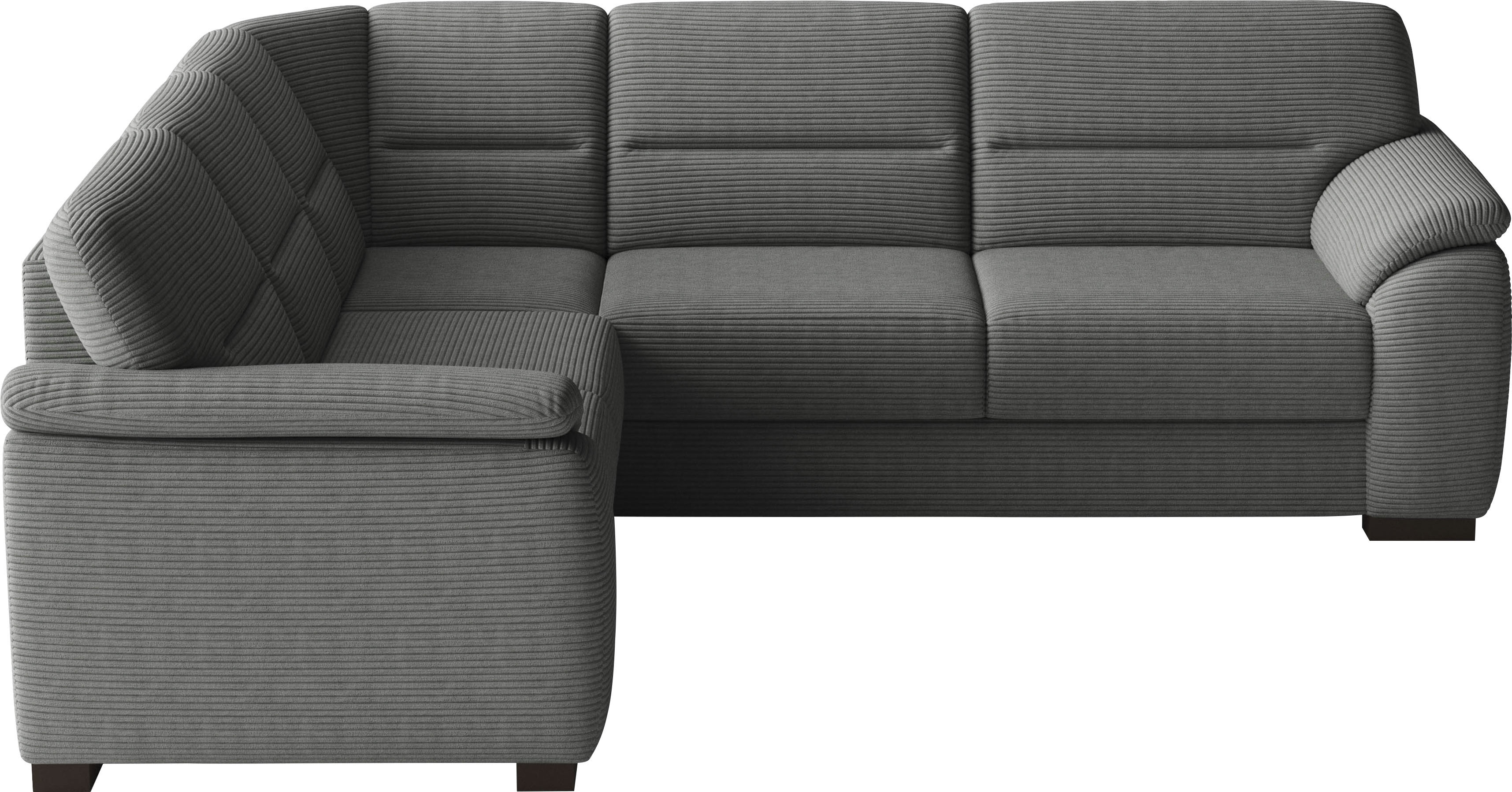 sit&more Ecksofa "Montego L-Form, B: 256 cm, große Stoffauswahl, Komfortsitzhöhe 46 cm" mit Schlaffunktion, optional Schubkasten mit Stauraum