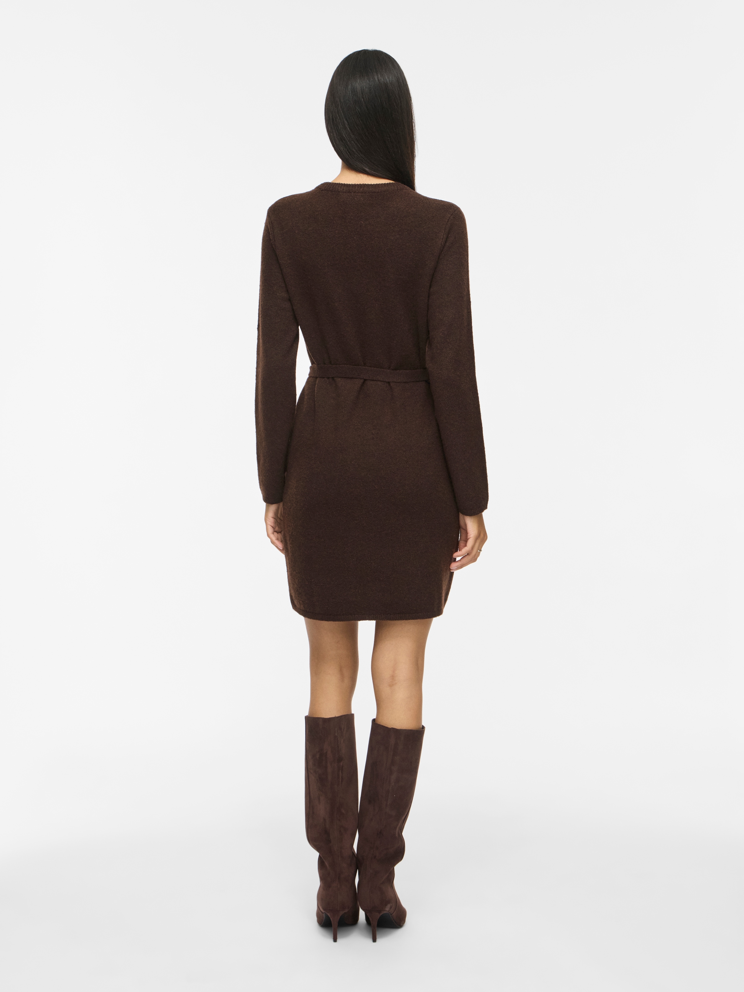 Vila Strickkleid »VILIGA L/S O-NECK BELTED KNIT DRESS-NOOS« Materialmix, normal geschnitten