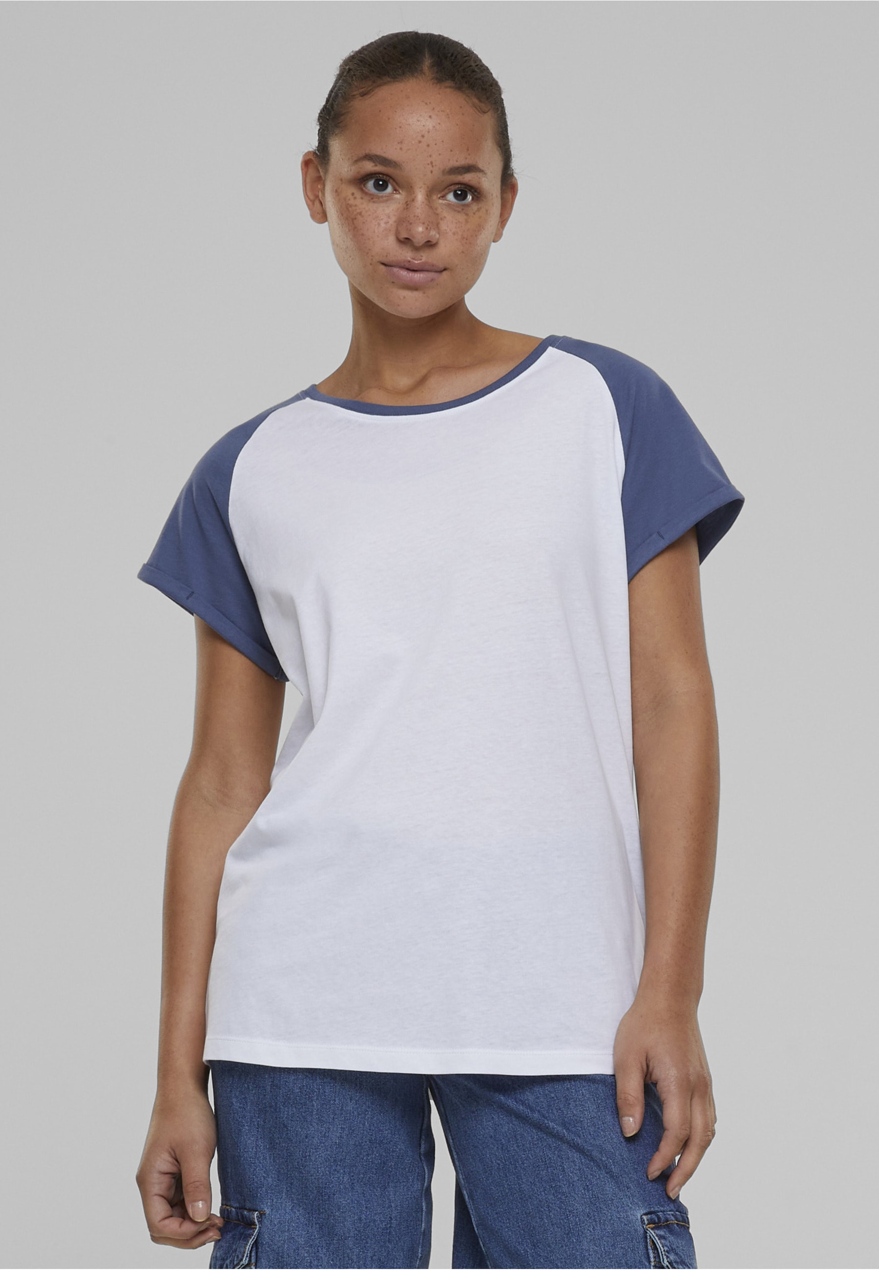 URBAN CLASSICS Kurzarmshirt »Urban Classics Damen Ladies Contrast Raglan Tee« 1 Stk.