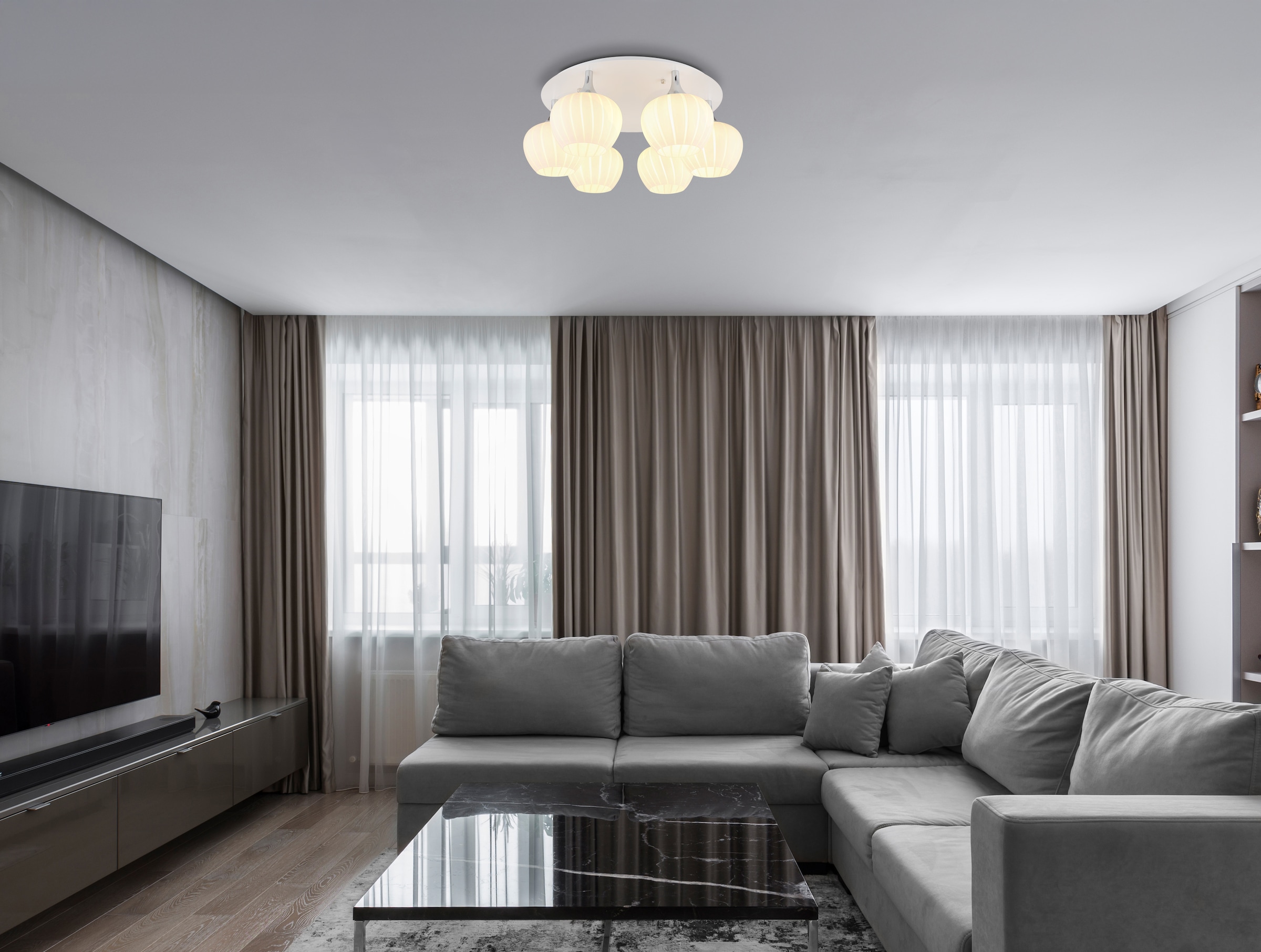 GLOBO LIGHTING Deckenleuchte »MAXY«, Leuchtmittel E27 | ohne Leuchtmittel, Deckenlampe/Glas klar/ø: 650mm/Dekorillen/Wohnzimmer