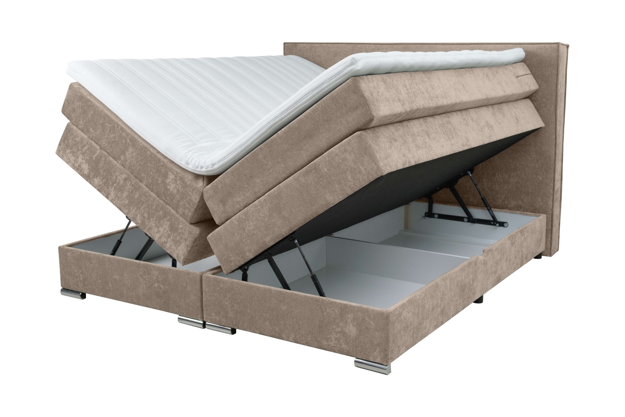 Home affaire Boxspringbett »Romeo, Doppel- & Polsterbett, Federkernbett, Komfortbett, 160, 180 cm« inkl. 6 cm Topper, zwei Bettkästen, Taschen-Federkernmatratze in H4