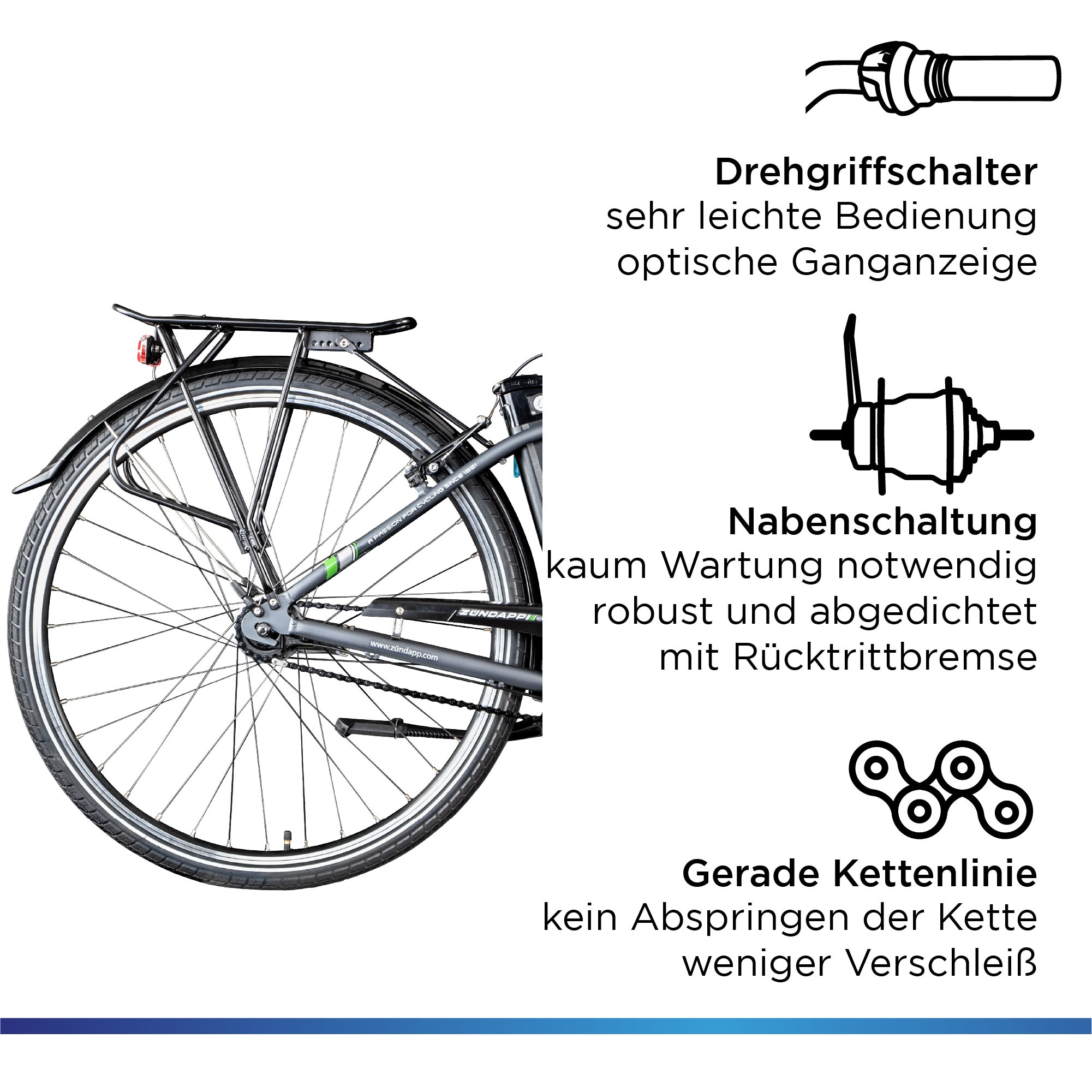 Zündapp E-Bike »Green 3.7«, 7 Gang, Frontmotor 250 W, Pedelec, Elektrofahrrad für Damen u. Herren