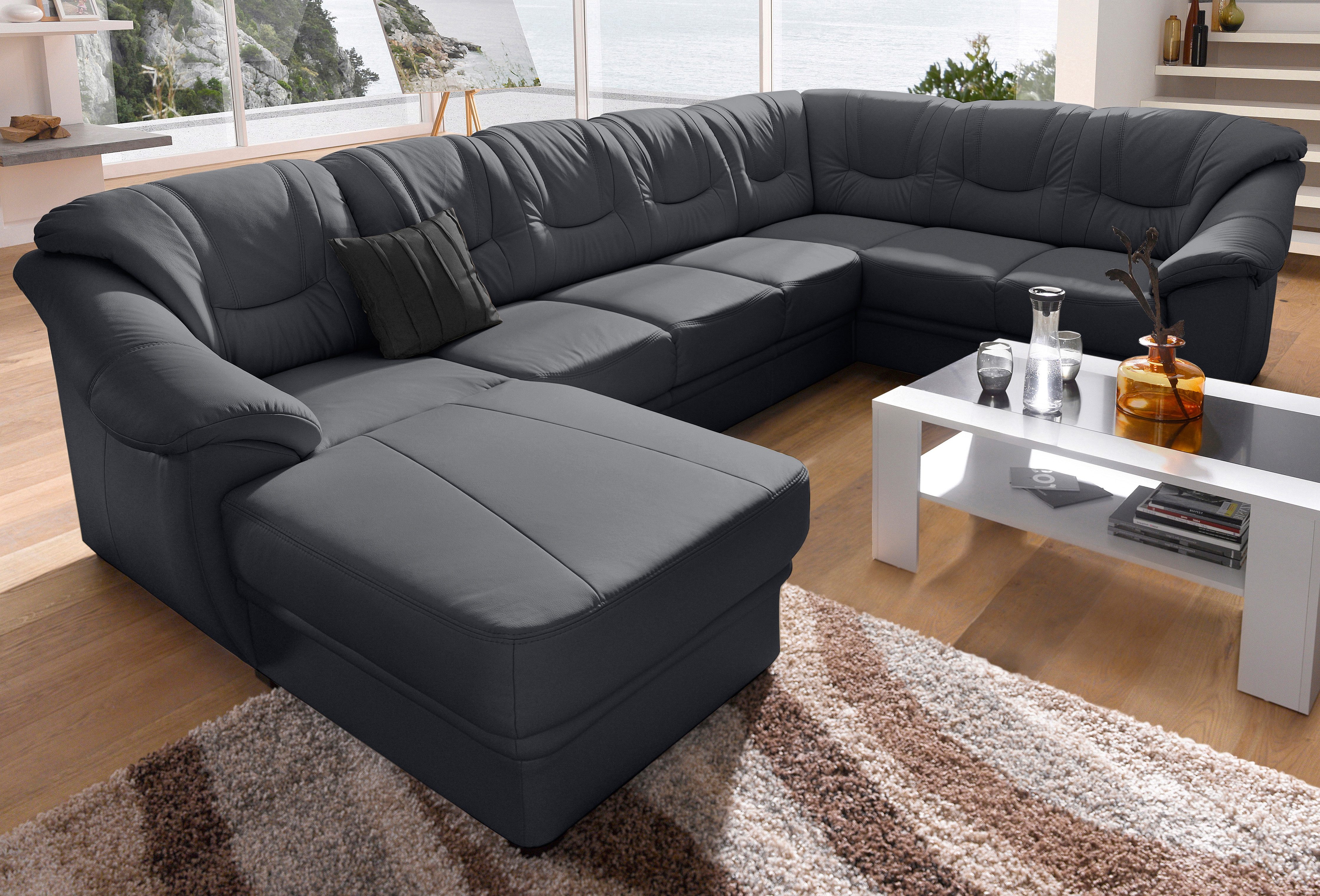 sit&more Wohnlandschaft "Savona, U-Form, B: 320 cm, Bettfunktion wählbar, Federkern-Polsterung" Komfortable Sitzhöhe 46 cm, Liegefläche 120 x 250 cm bei Bettfunktion