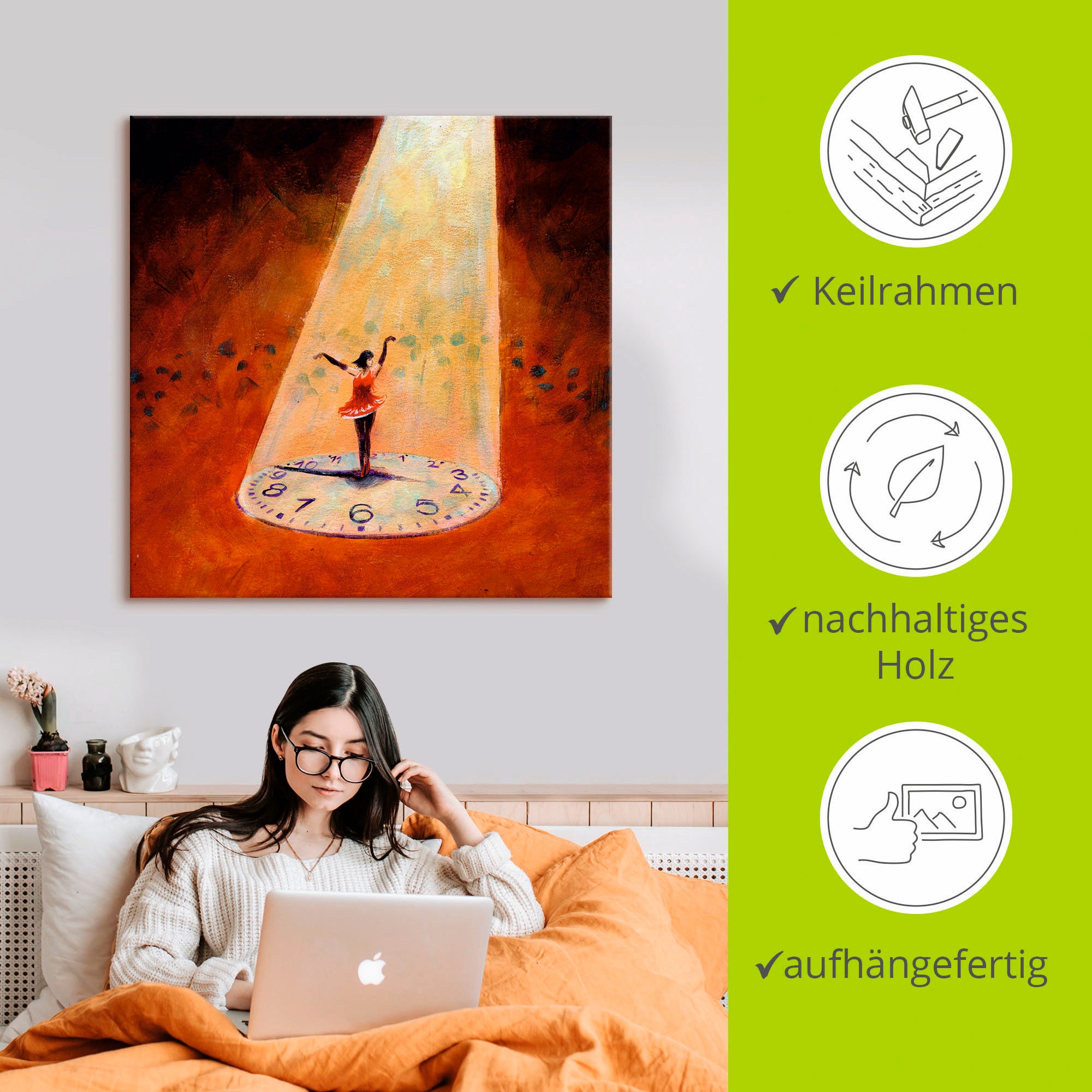 Artland Wandbild »Im Jetzt sein«, Frau, (1 St.), als Leinwandbild, Poster in verschied. Größen